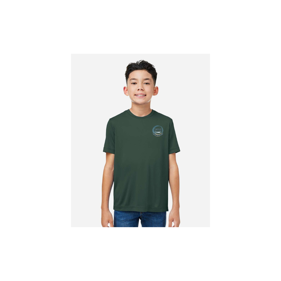 Redfish Art 2 – Youth Short Sleeve in Forest - front logo view