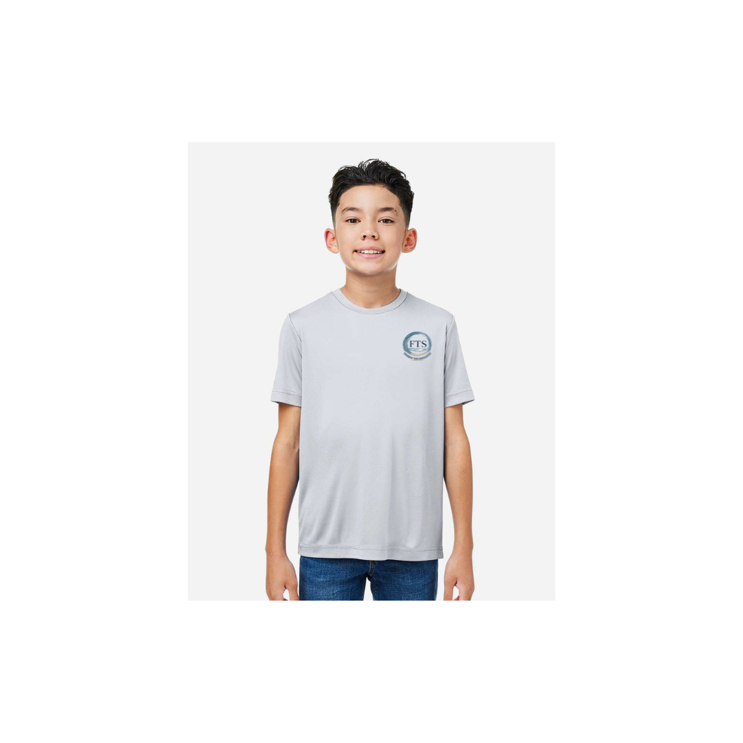 Hooked On Fishing – Youth Short Sleeve in Platinum - front logo view