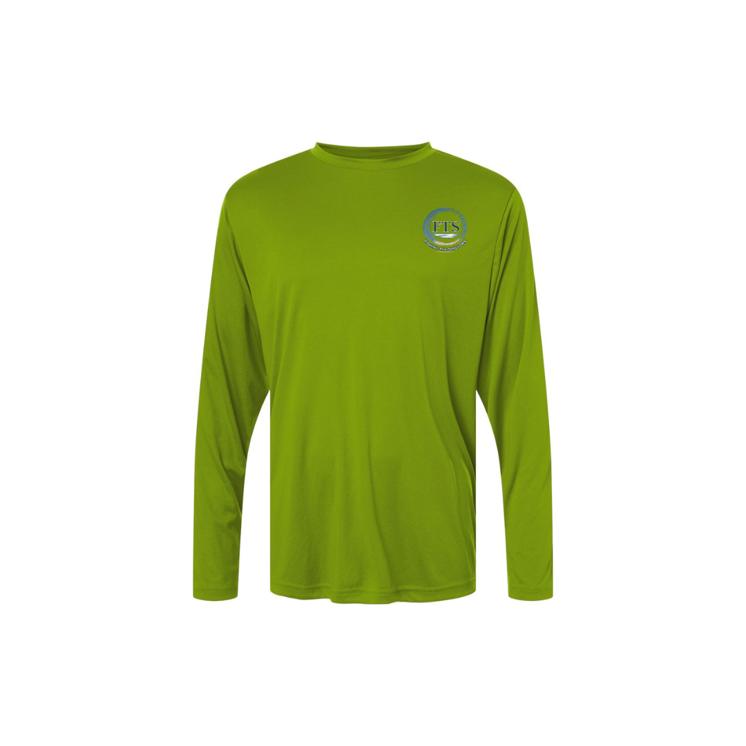 Hooker – Men's Long Sleeve in Acid Green - front logo view