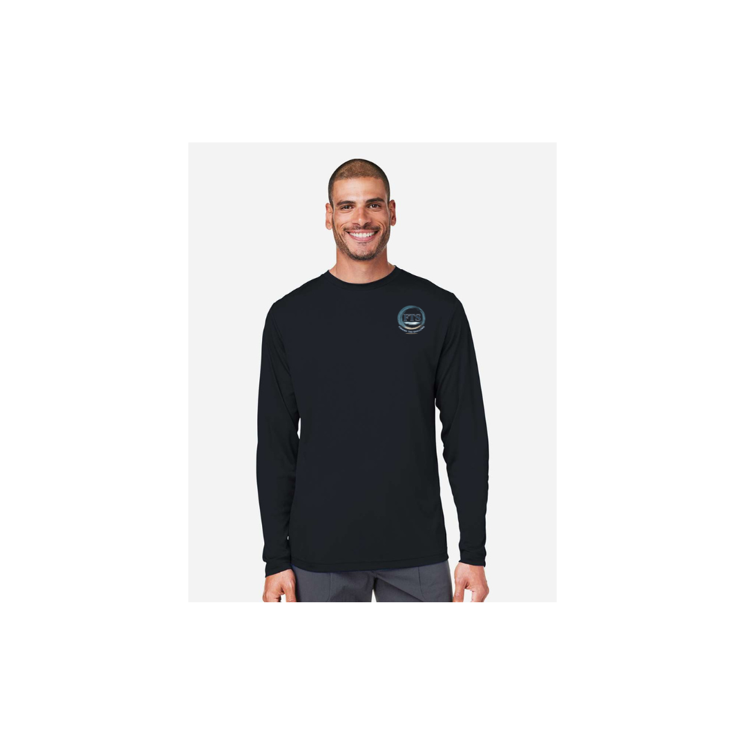 Redfish Art – Men's Long Sleeve in Black - front logo view