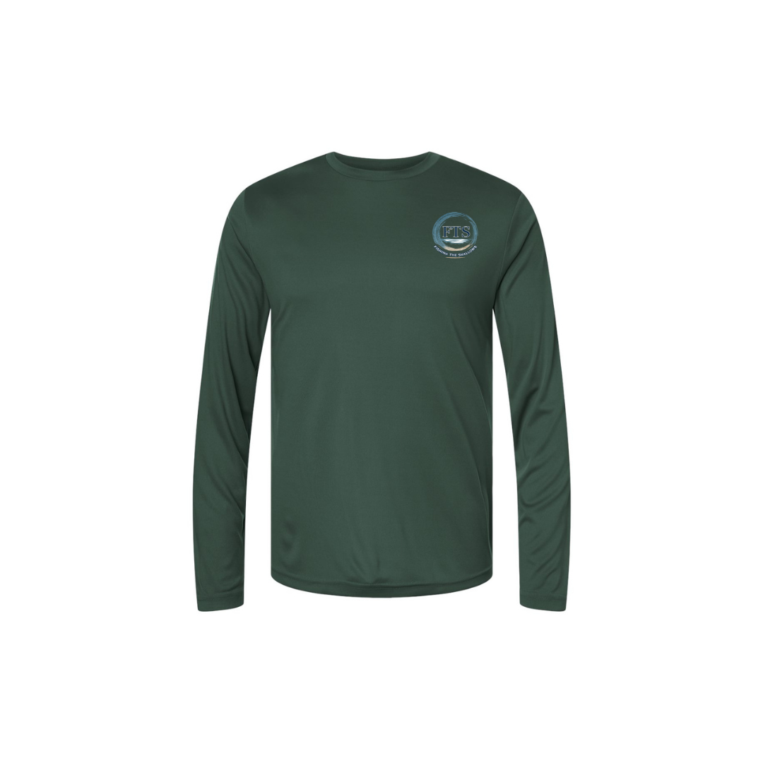 Hooker – Men's Long Sleeve in Forest - front logo view