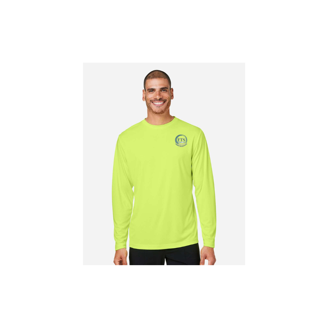 Hooker – Men's Long Sleeve in Safety Yellow - front logo view