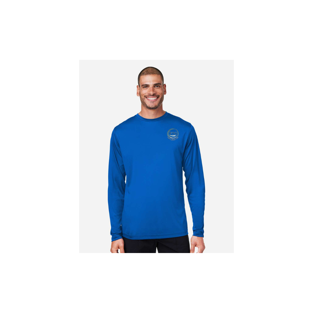 Redfish Art – Men's Long Sleeve in True Royal - front logo view