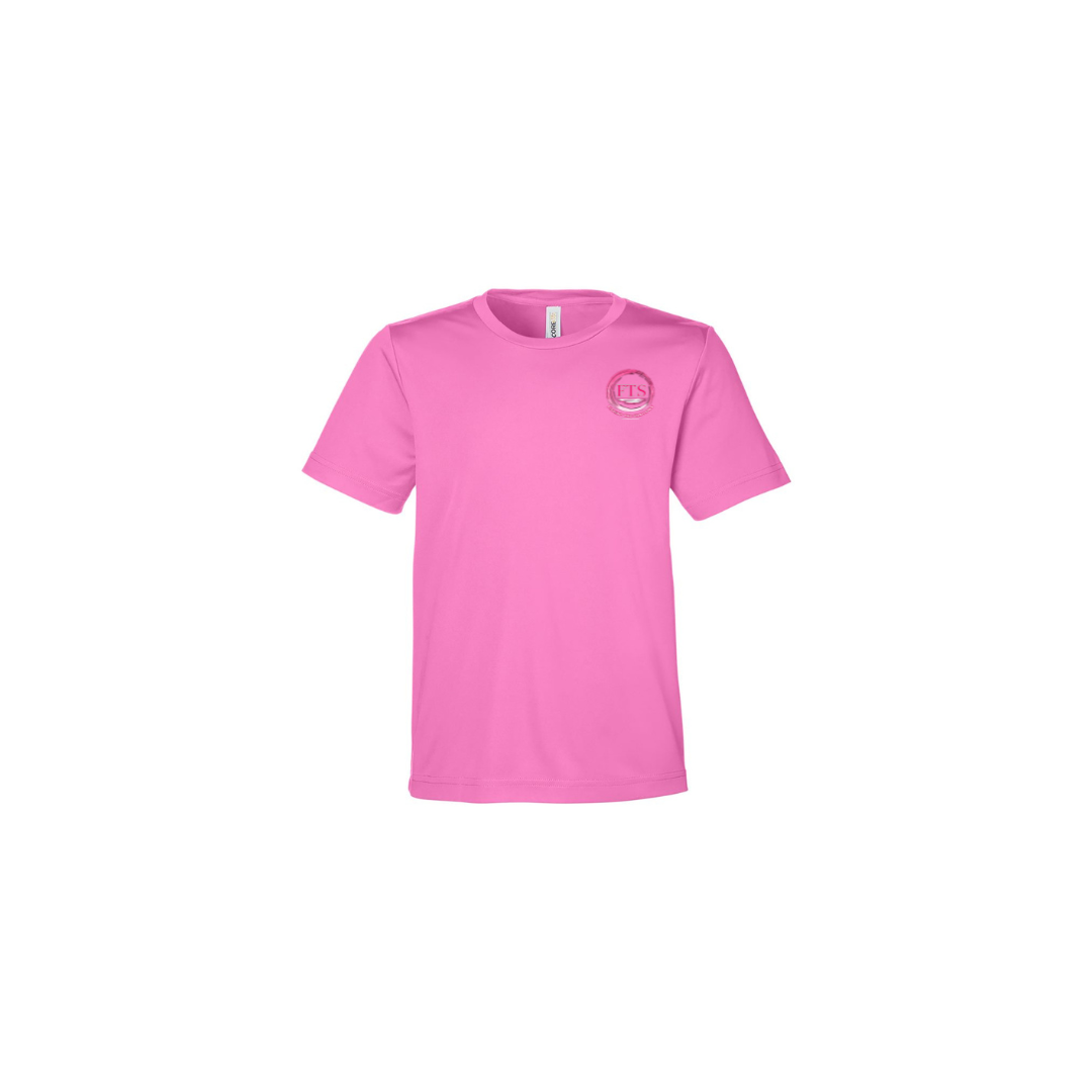 Daddy Daughter – Girls Short Sleeve in Charity Pink - front logo view