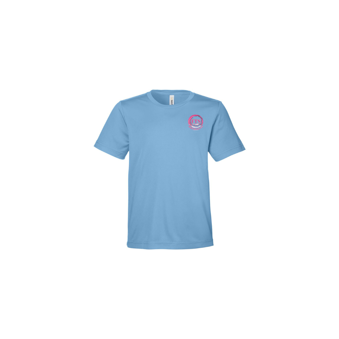 Daddy Daughter – Girls Short Sleeve in Columbia Blue - front logo view