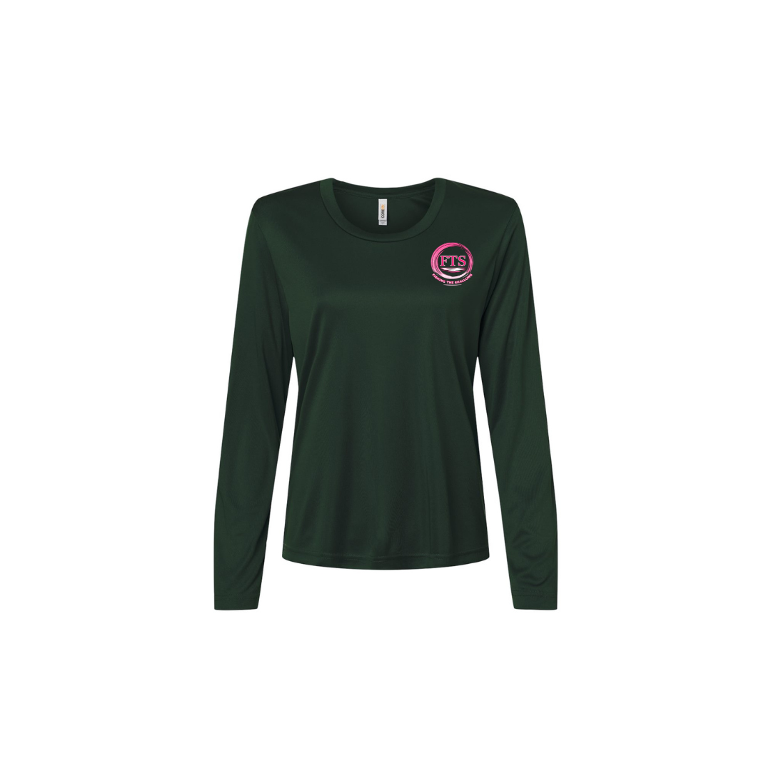 Hooker – Women's Long Sleeve in Forest - front logo view
