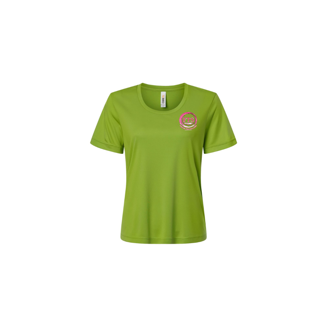 Hooker – Women's Short Sleeve in Acid Green - front logo view