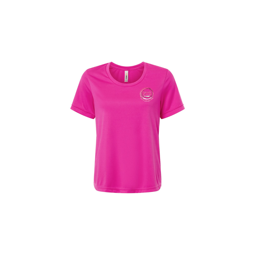 Hooker – Women's Short Sleeve in Bright Magenta - front logo view