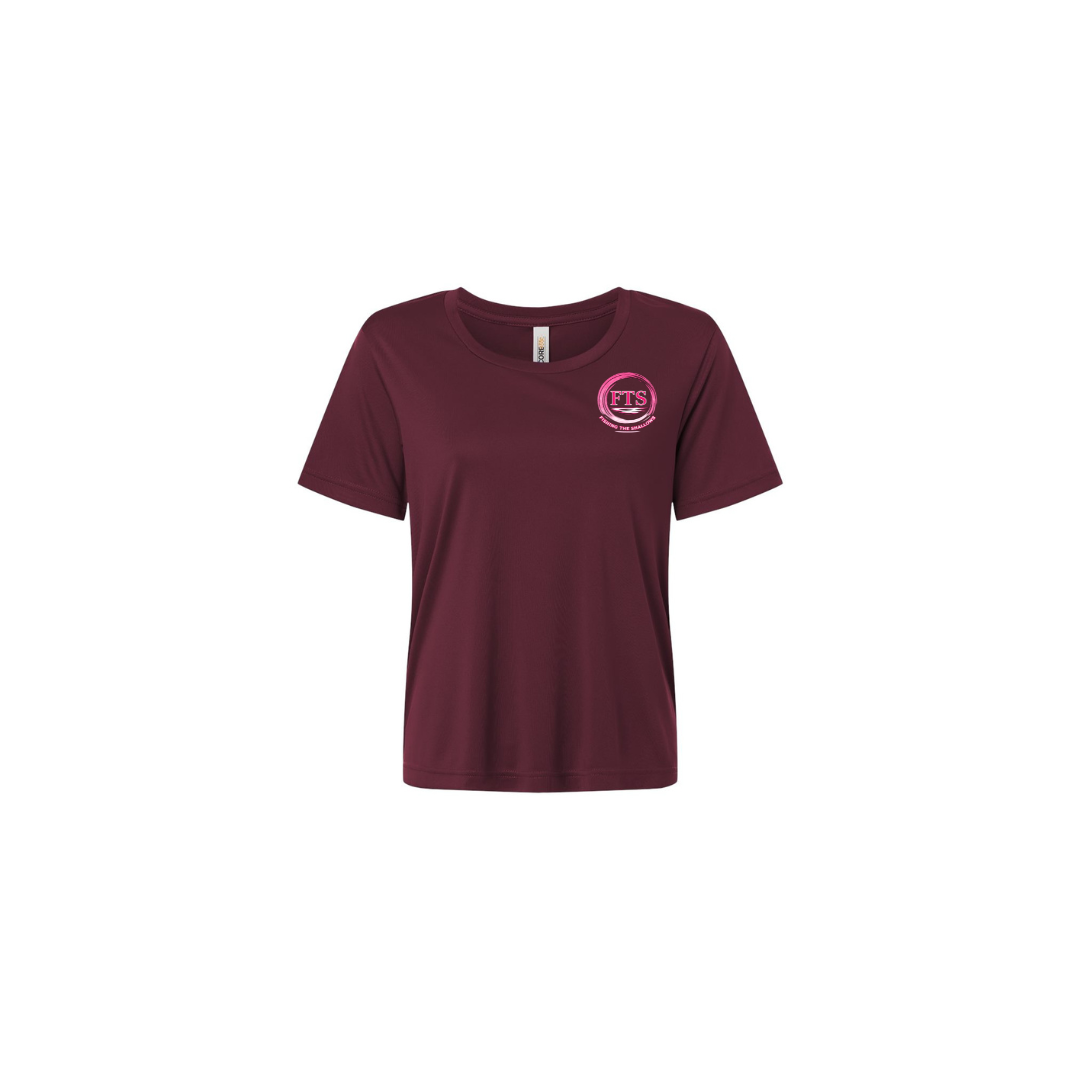 Hooker – Women's Short Sleeve in Burgundy - front logo view