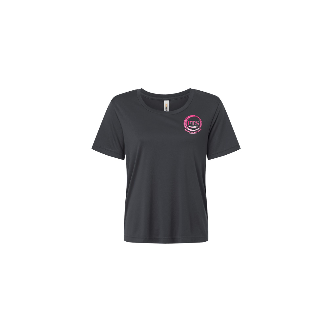 Hooker – Women's Short Sleeve in Carbon - front logo view