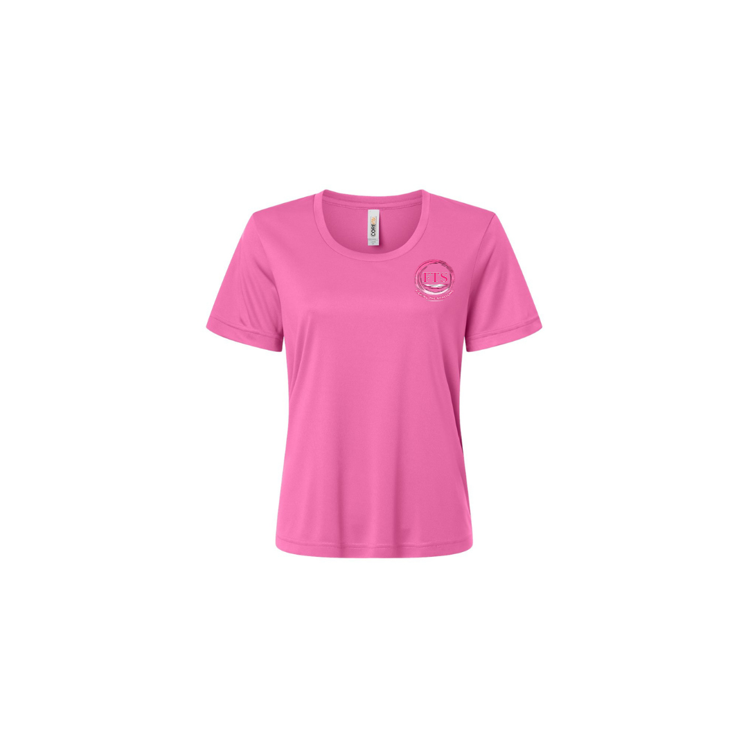 Hooker – Women's Short Sleeve in Charity Pink - front logo view