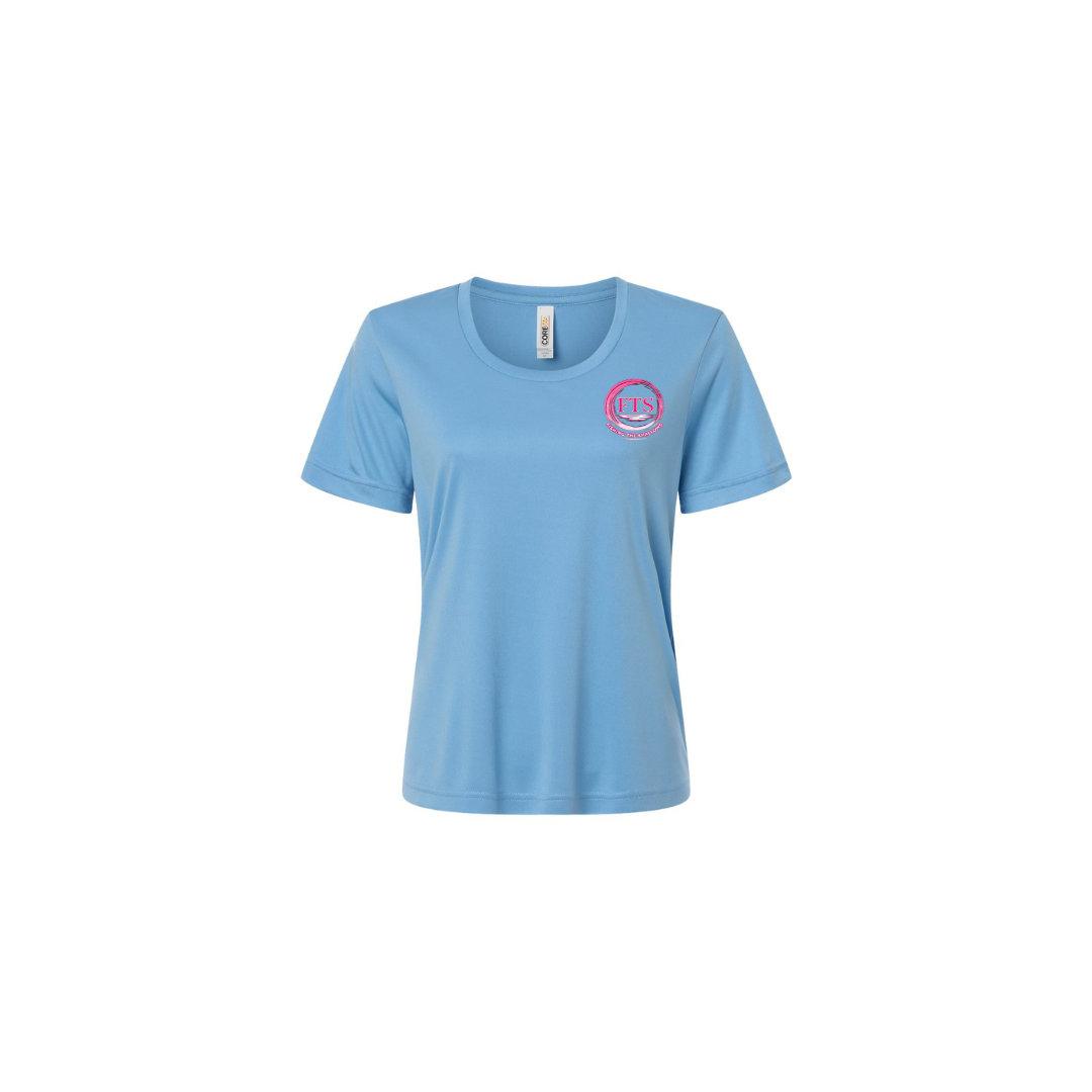 Hooker – Women's Short Sleeve in Columbia Blue - front logo view