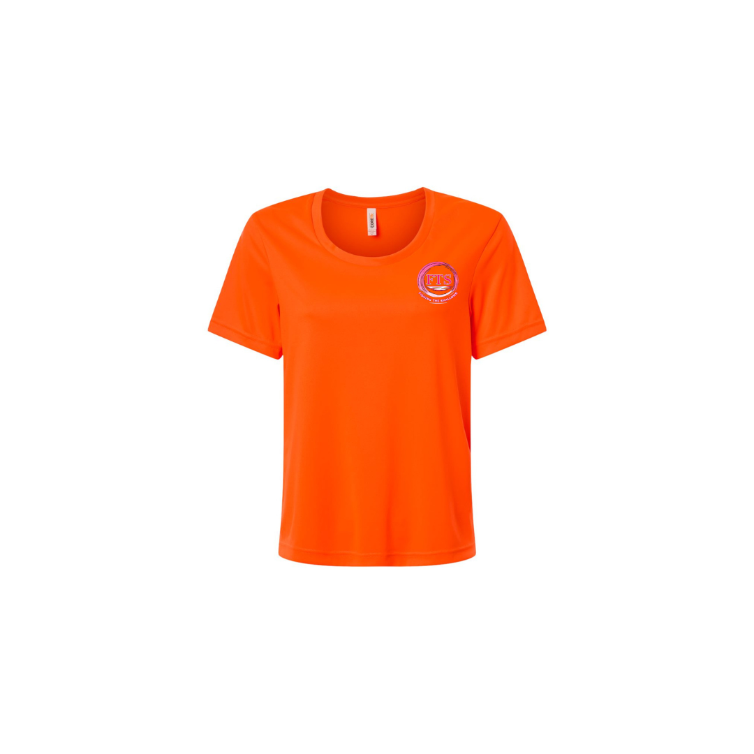 Hooker – Women's Short Sleeve in Safety Orange - front logo view