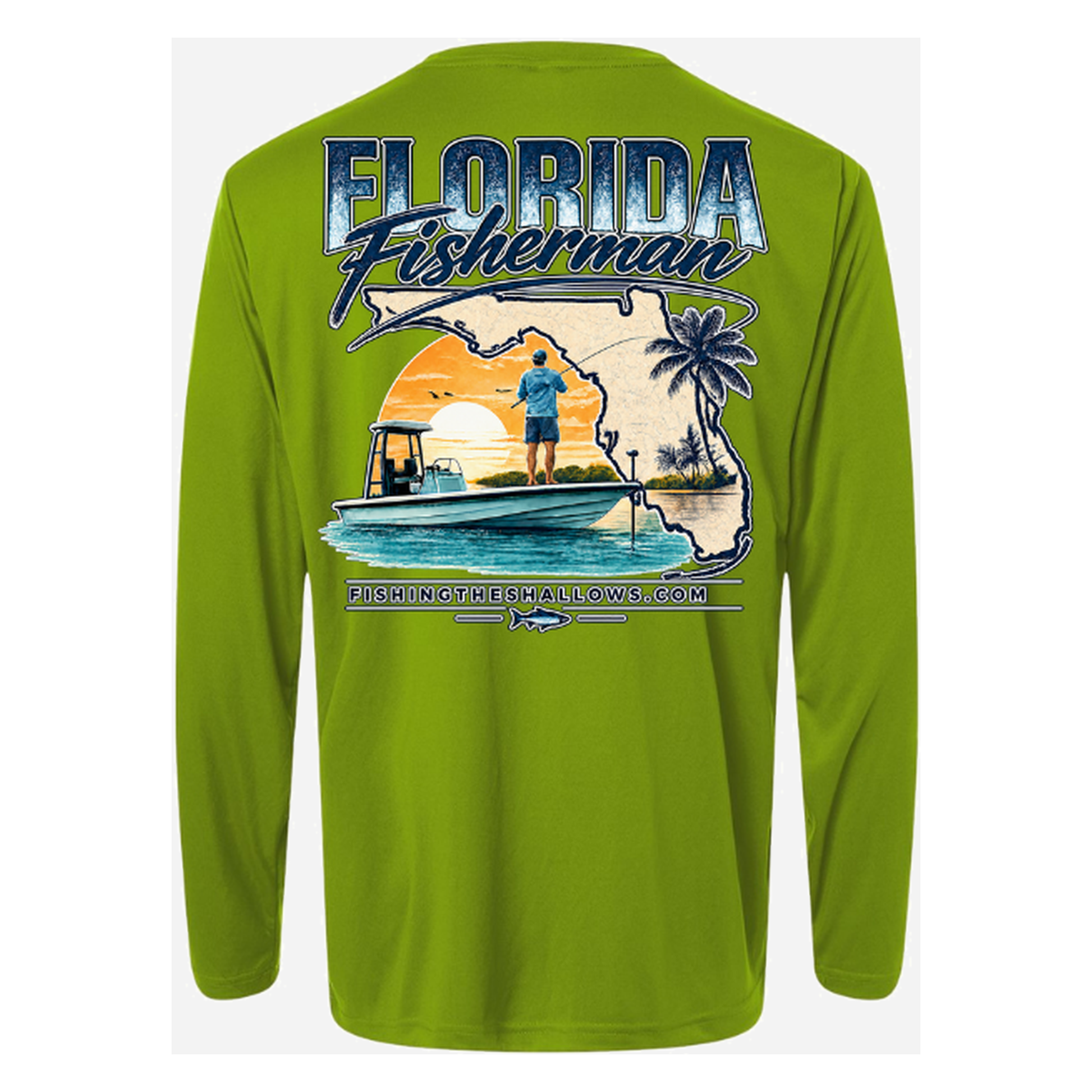 Florida Fisherman – Men's Long Sleeve - Acid Green - Back