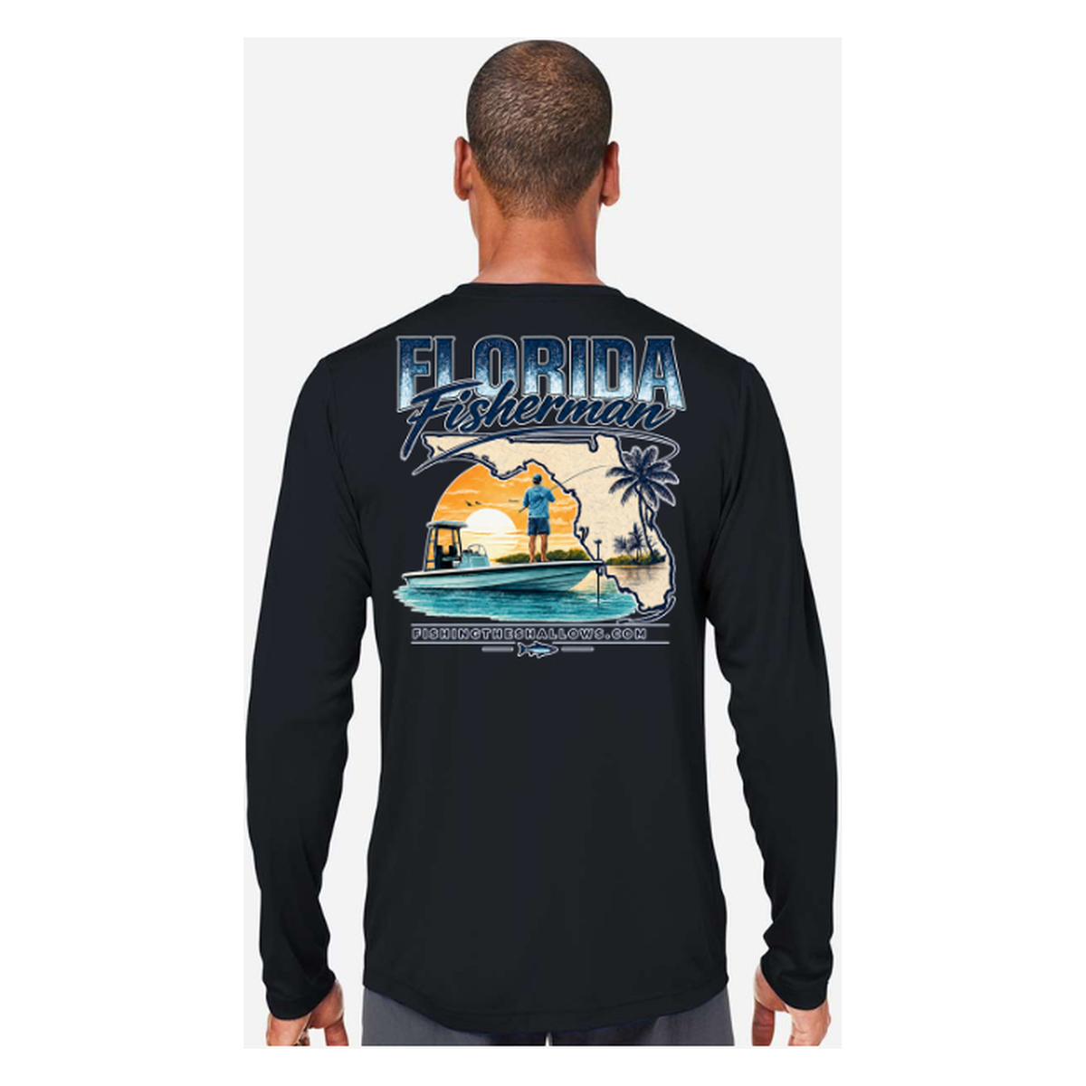 Florida Fisherman – Men's Long Sleeve - Black - Back
