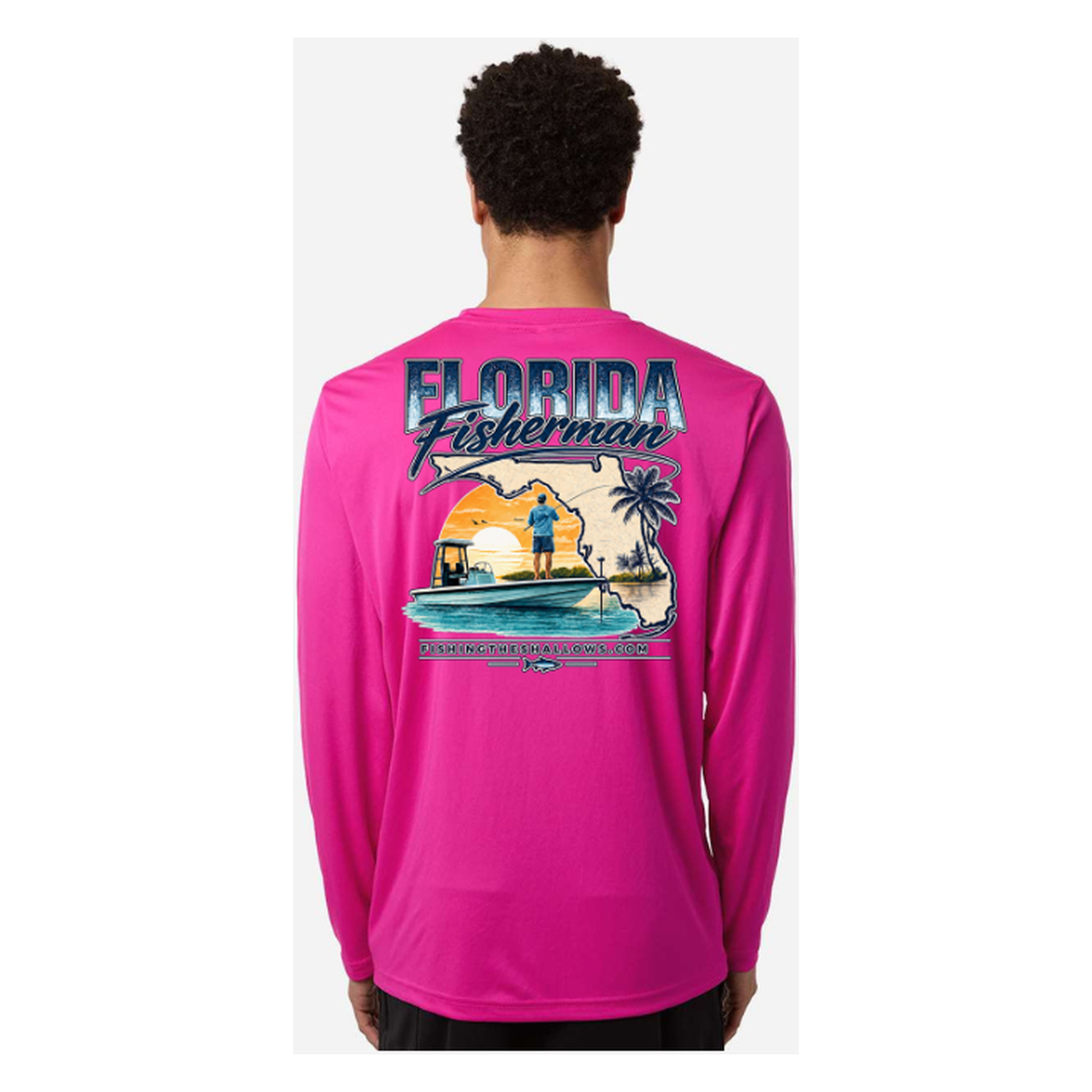 Florida Fisherman – Men's Long Sleeve - Bright Magenta - Back