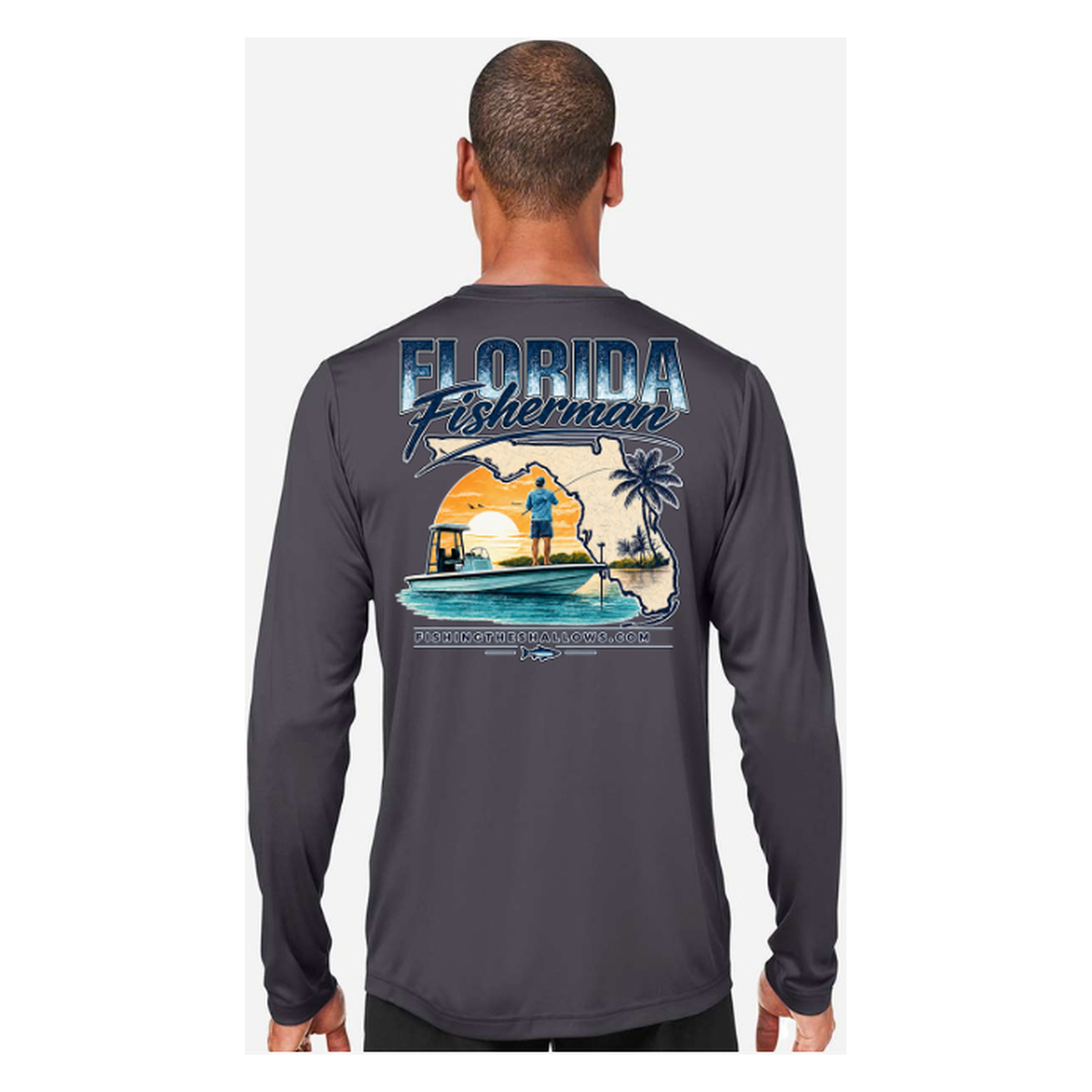 Florida Fisherman – Men's Long Sleeve - Carbon - Back