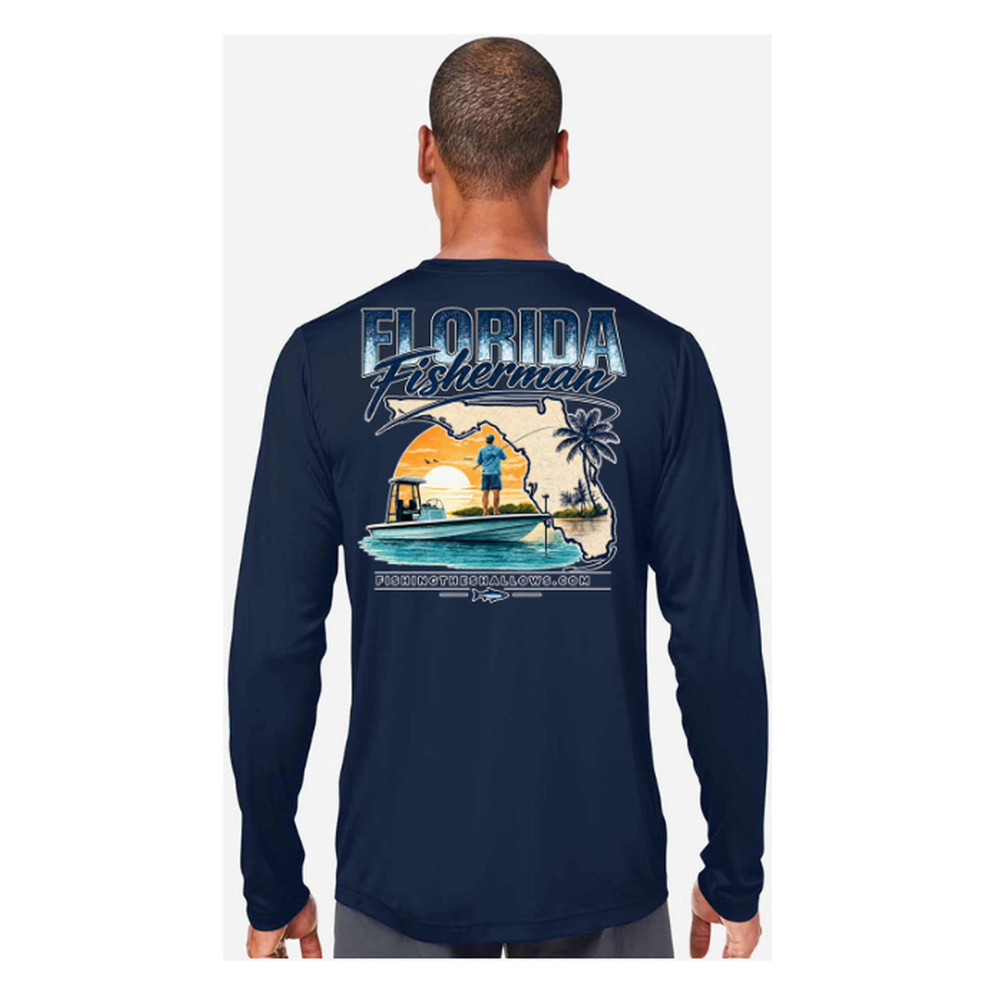 Florida Fisherman – Men's Long Sleeve - Classic Navy - Back