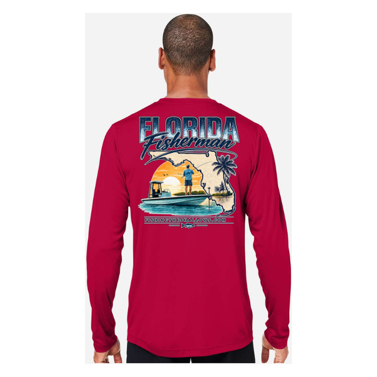 Florida Fisherman – Men's Long Sleeve - Classic Red - Back