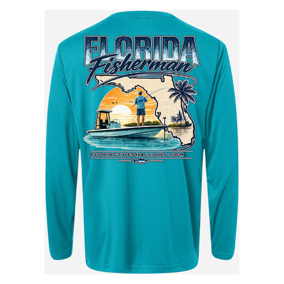 Florida Fisherman – Men's Long Sleeve - Clear Teal - Back
