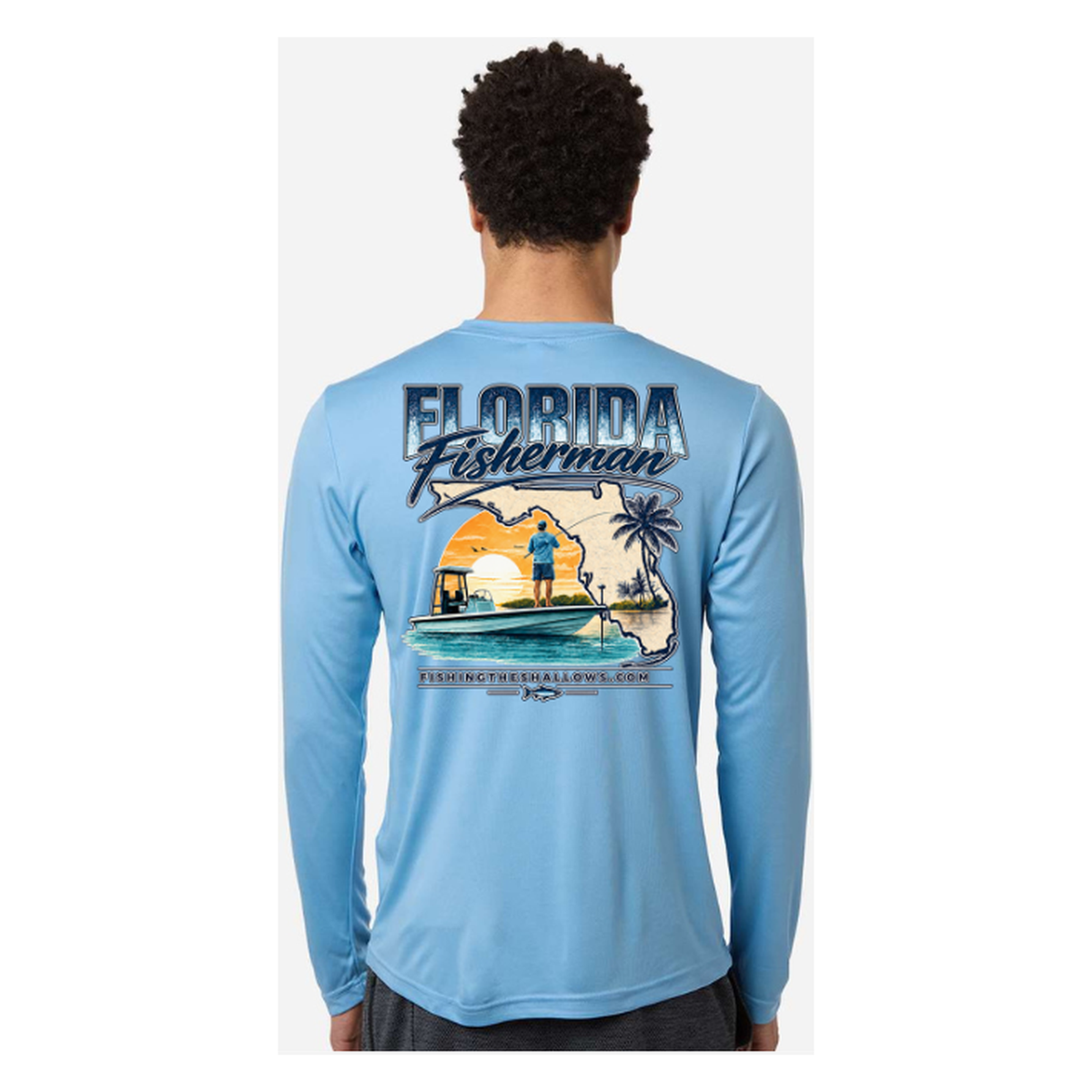 Florida Fisherman – Men's Long Sleeve - Columbia Blue - Back