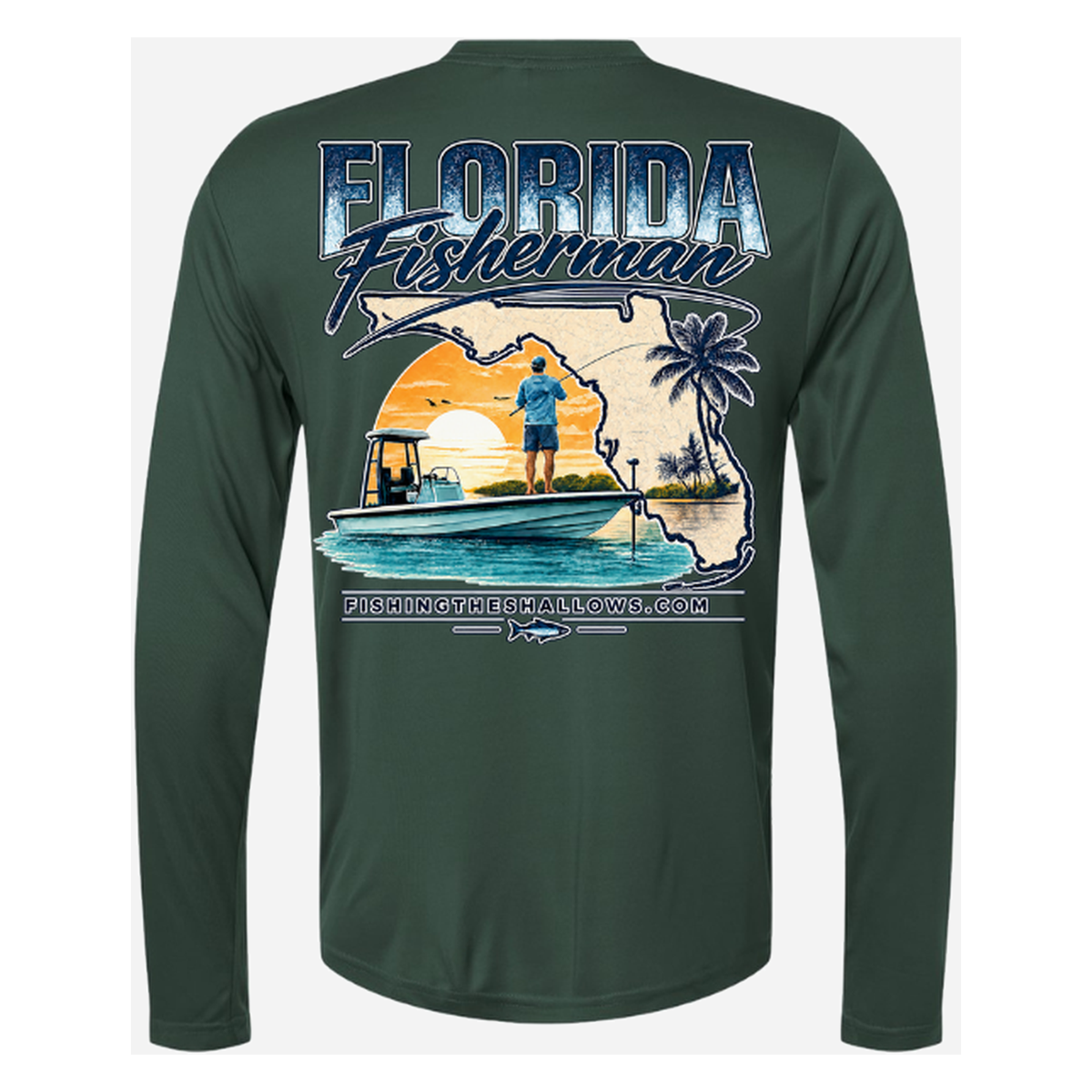 Florida Fisherman – Men's Long Sleeve - Forest - Back