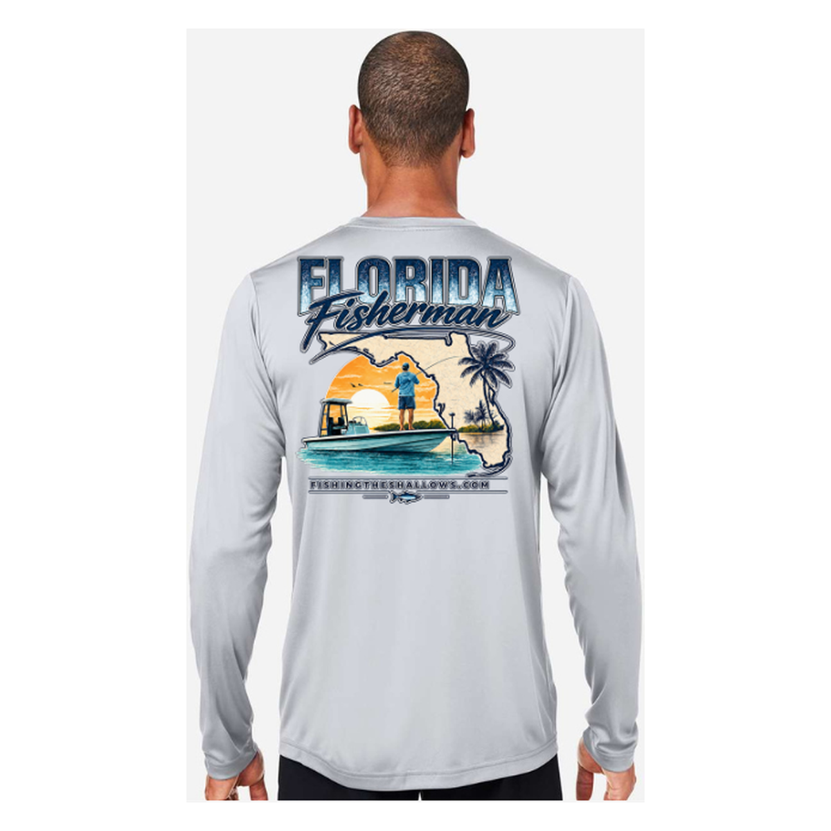 Florida Fisherman – Men's Long Sleeve - Platinum - Back