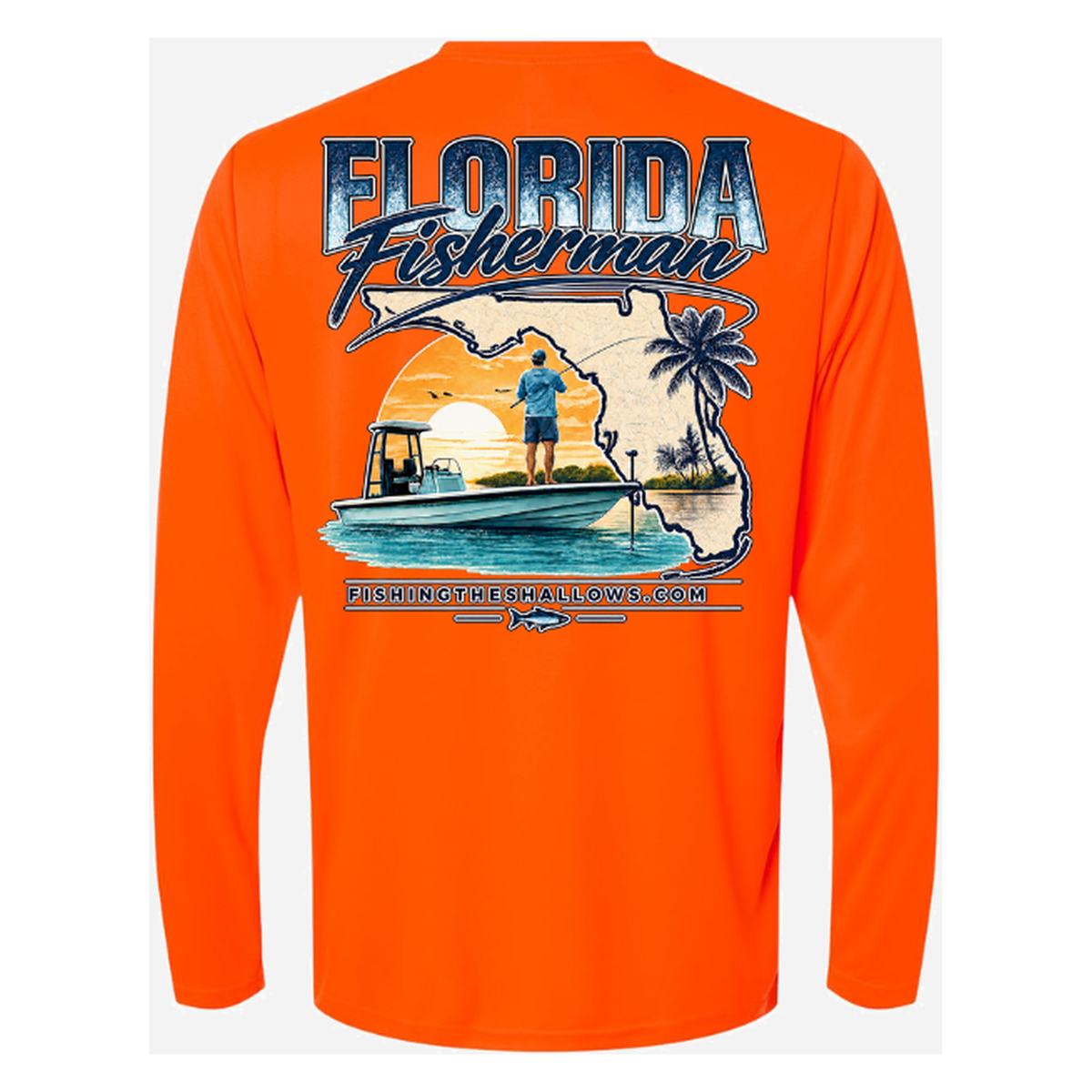 Florida Fisherman – Men's Long Sleeve - Safety Orange - Back
