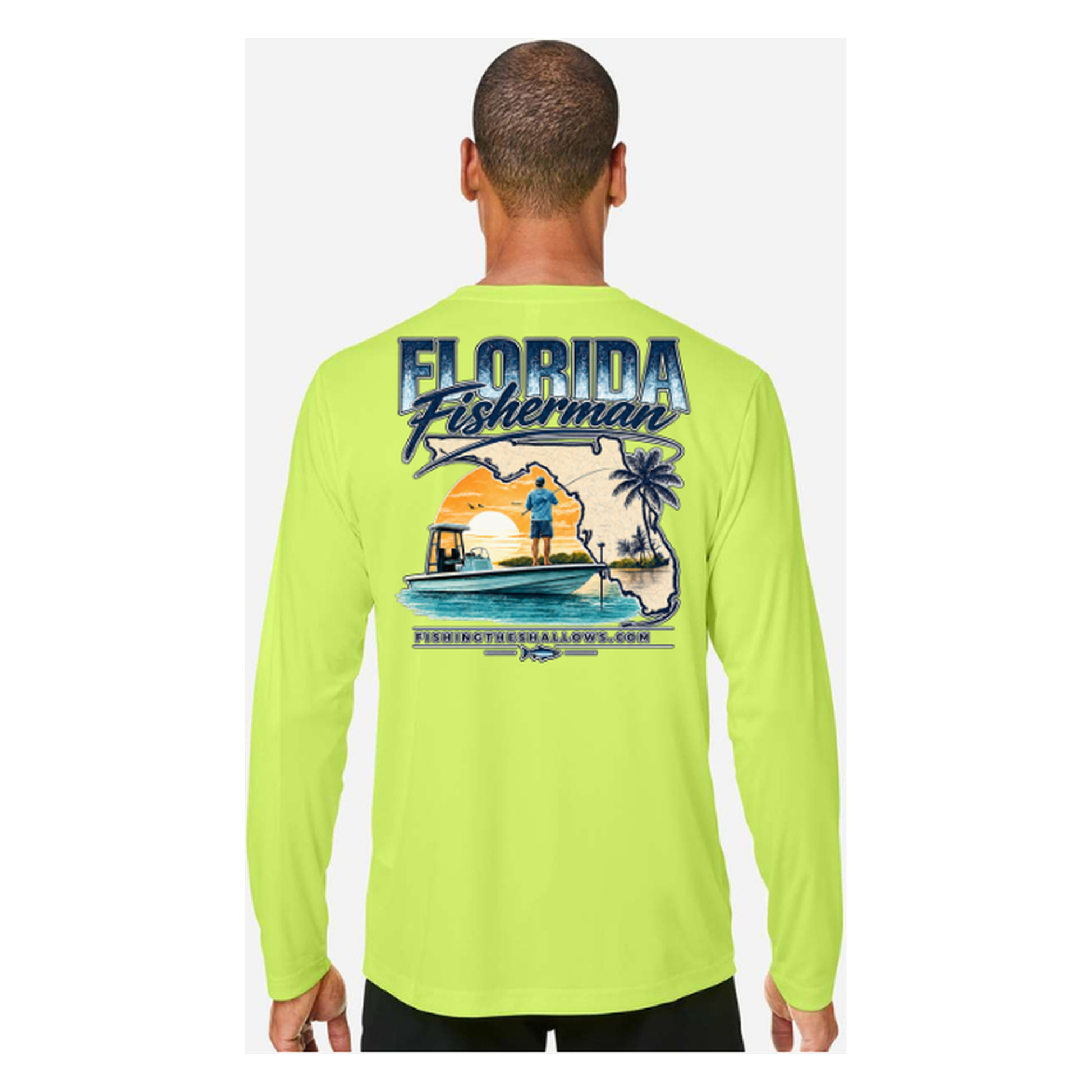 Florida Fisherman – Men's Long Sleeve - Safety Yellow - Back