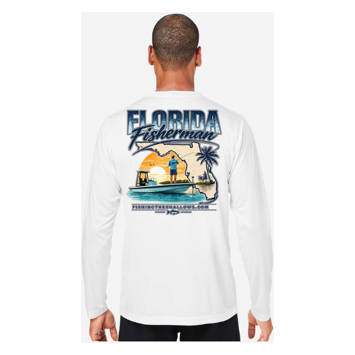 Florida Fisherman – Men's Long Sleeve - White - Back