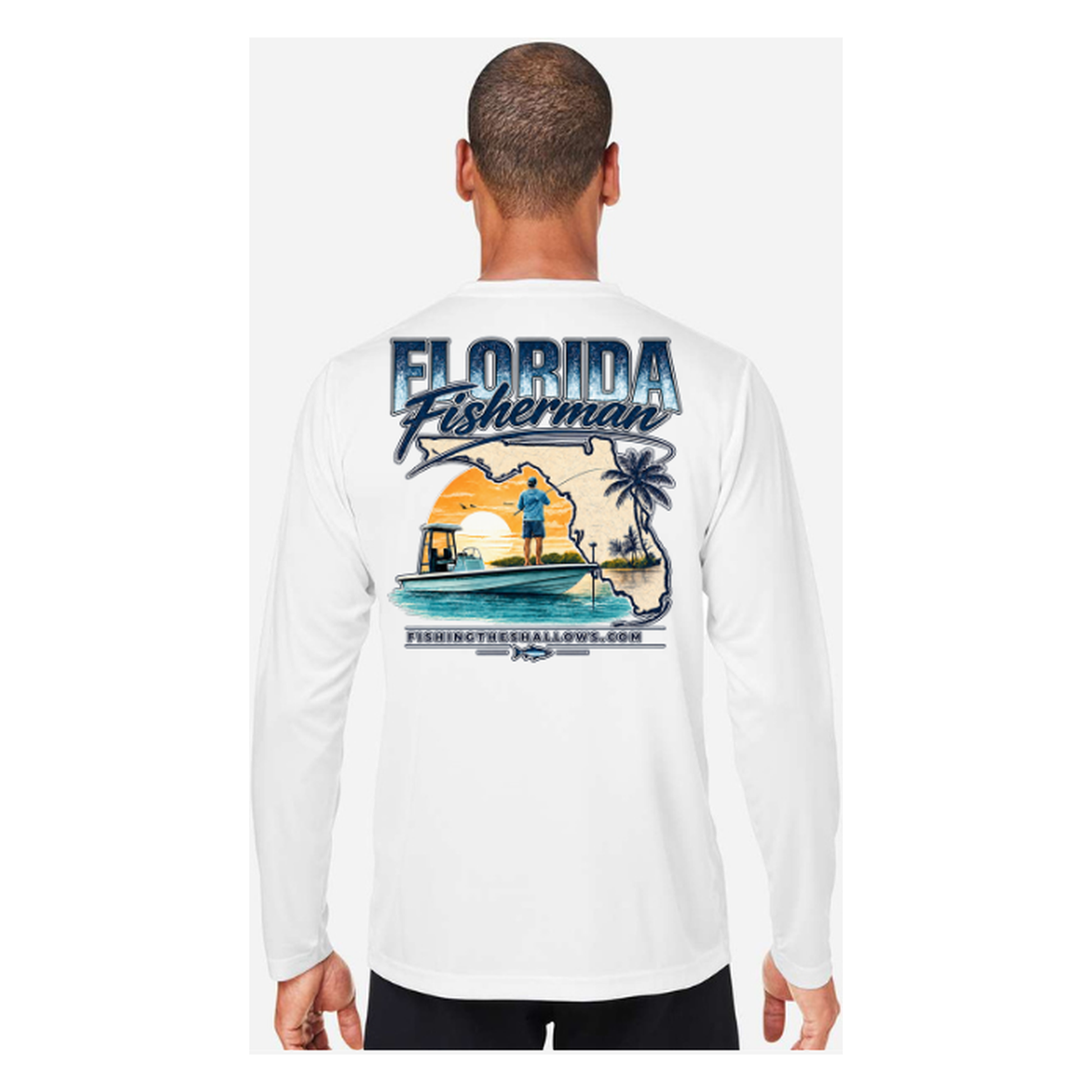 Florida Fisherman – Men's Long Sleeve - White - Back