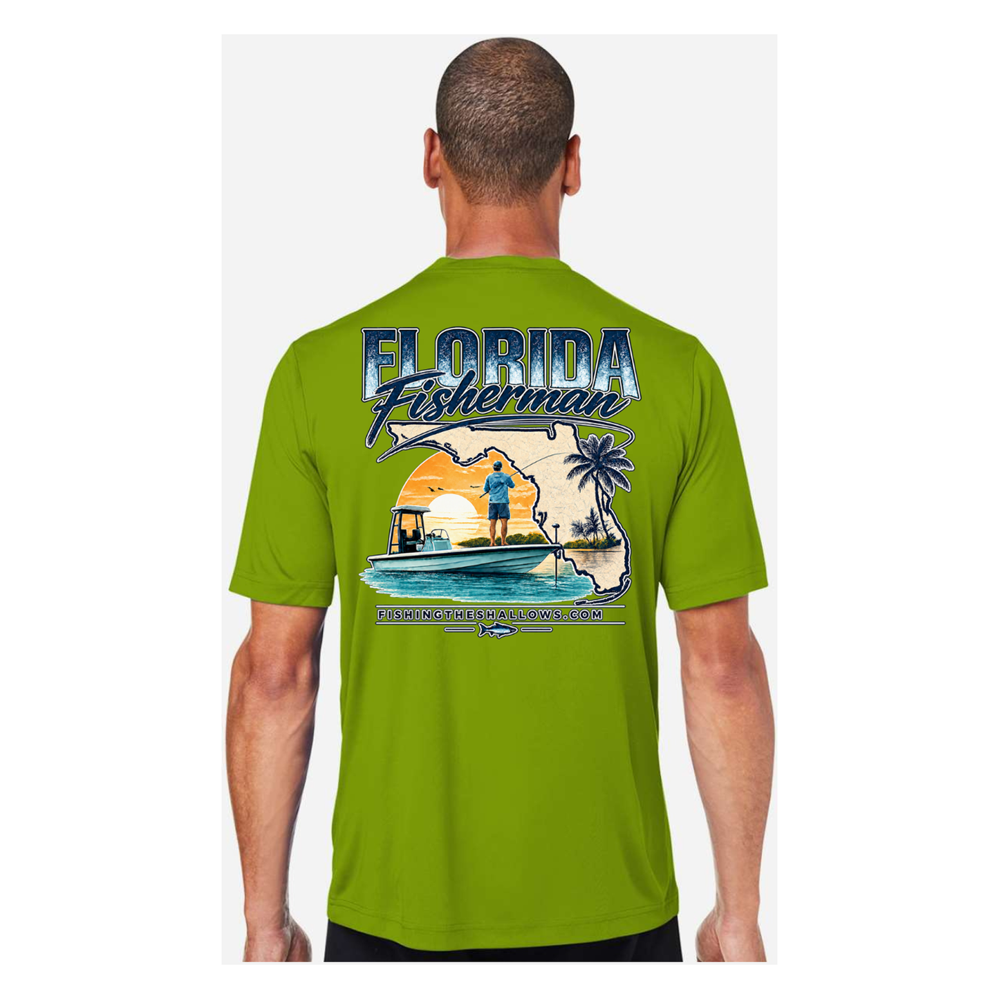 Florida Fisherman – Men's Short Sleeve - Acid Green - Back