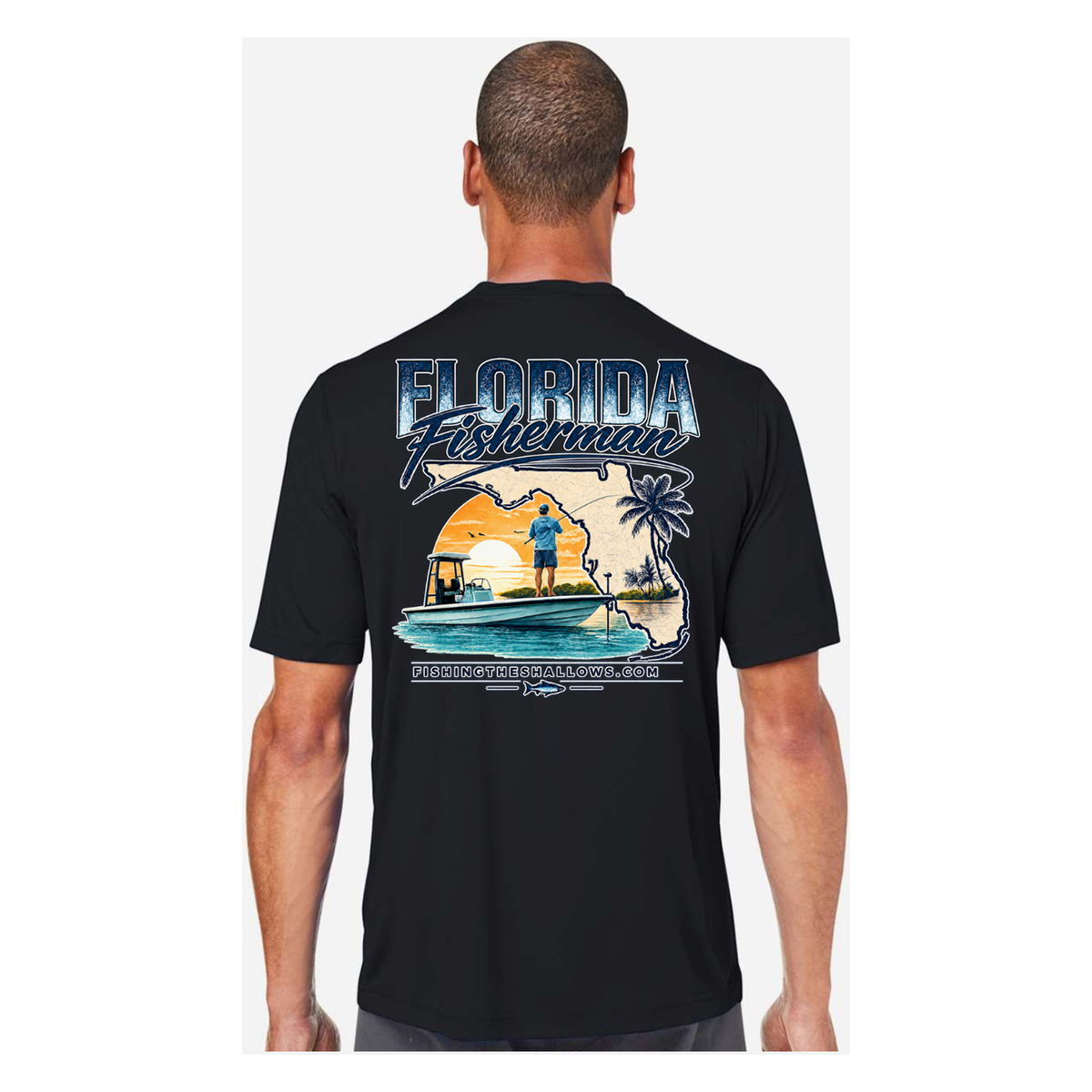 Florida Fisherman – Men's Short Sleeve - Black - Back