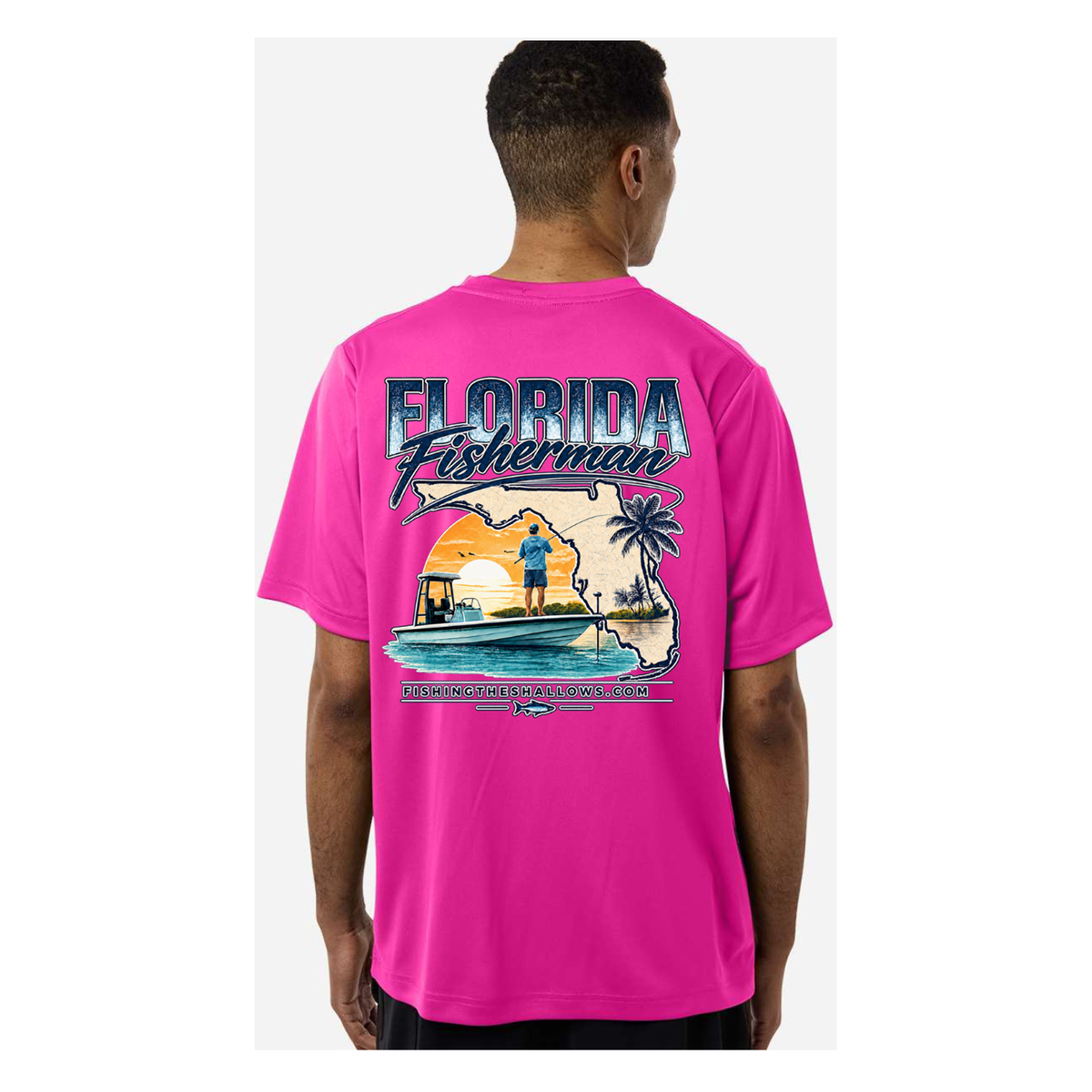 Florida Fisherman – Men's Short Sleeve - Bright Magenta - Back