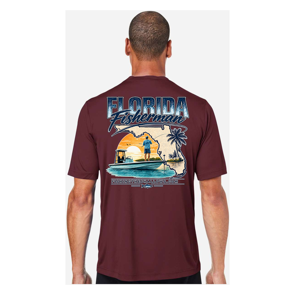 Florida Fisherman – Men's Short Sleeve - Burgundy - Back
