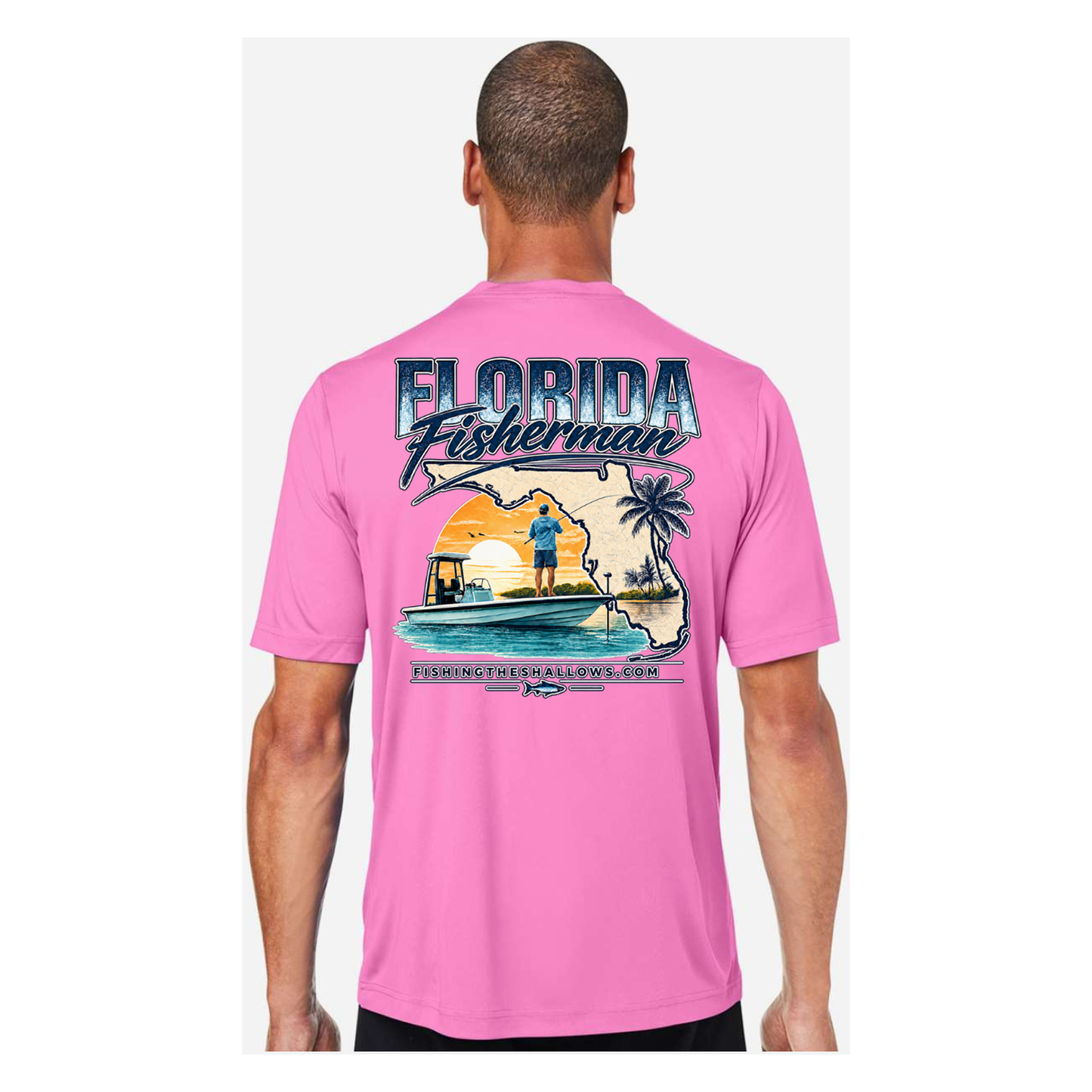 Florida Fisherman – Men's Short Sleeve - Charity Pink - Back