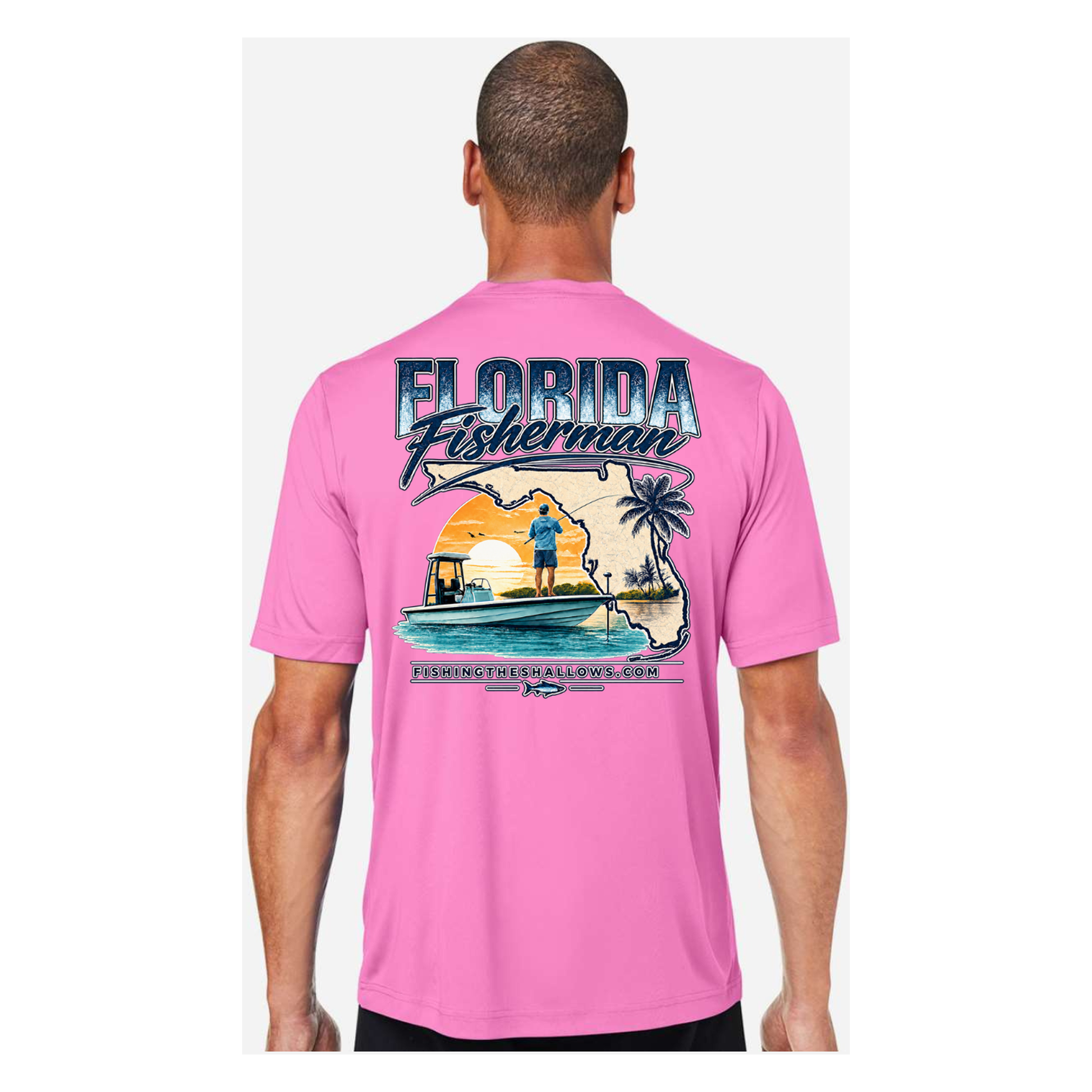 Florida Fisherman – Men's Short Sleeve - Charity Pink - Back