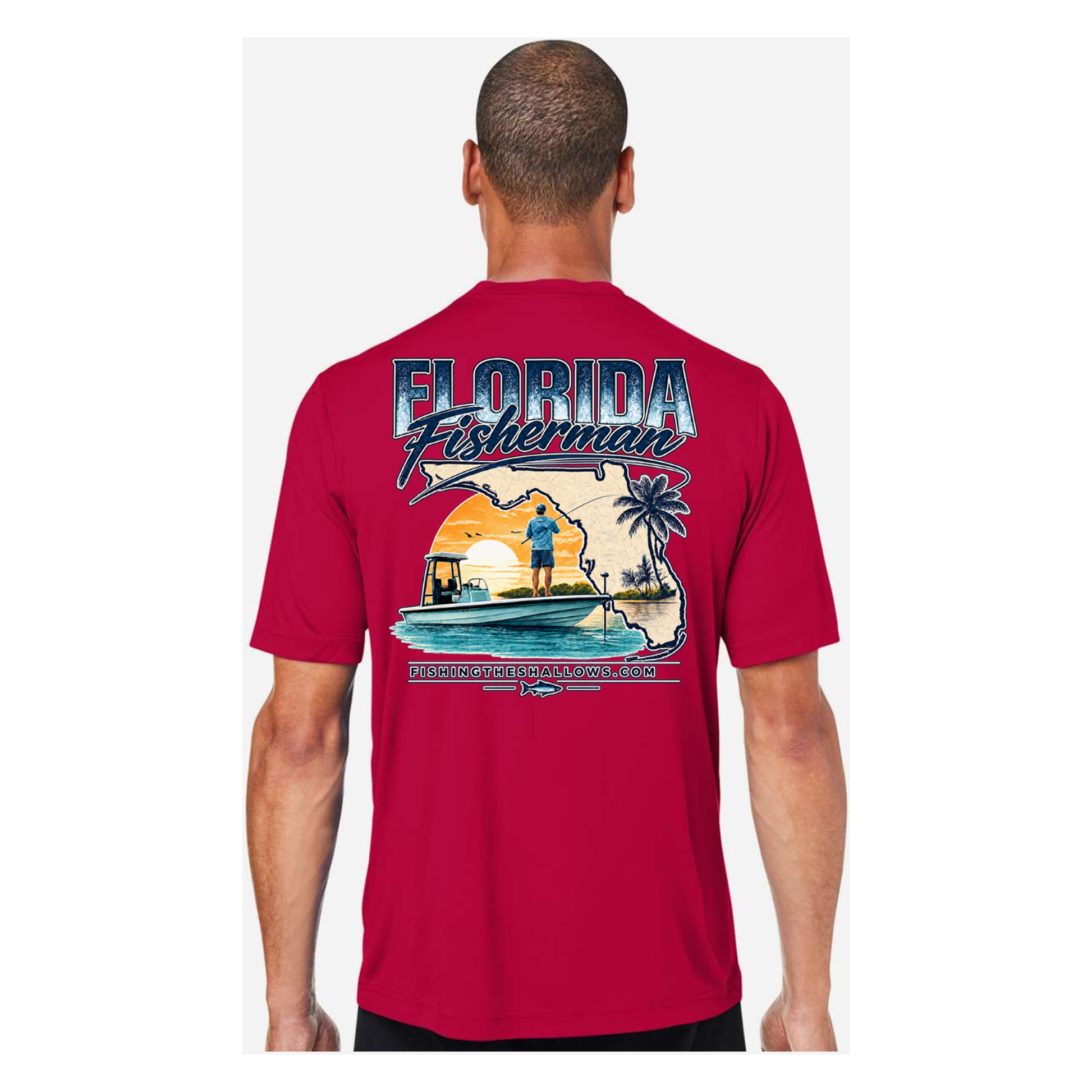 Florida Fisherman – Men's Short Sleeve - Classic Red - Back