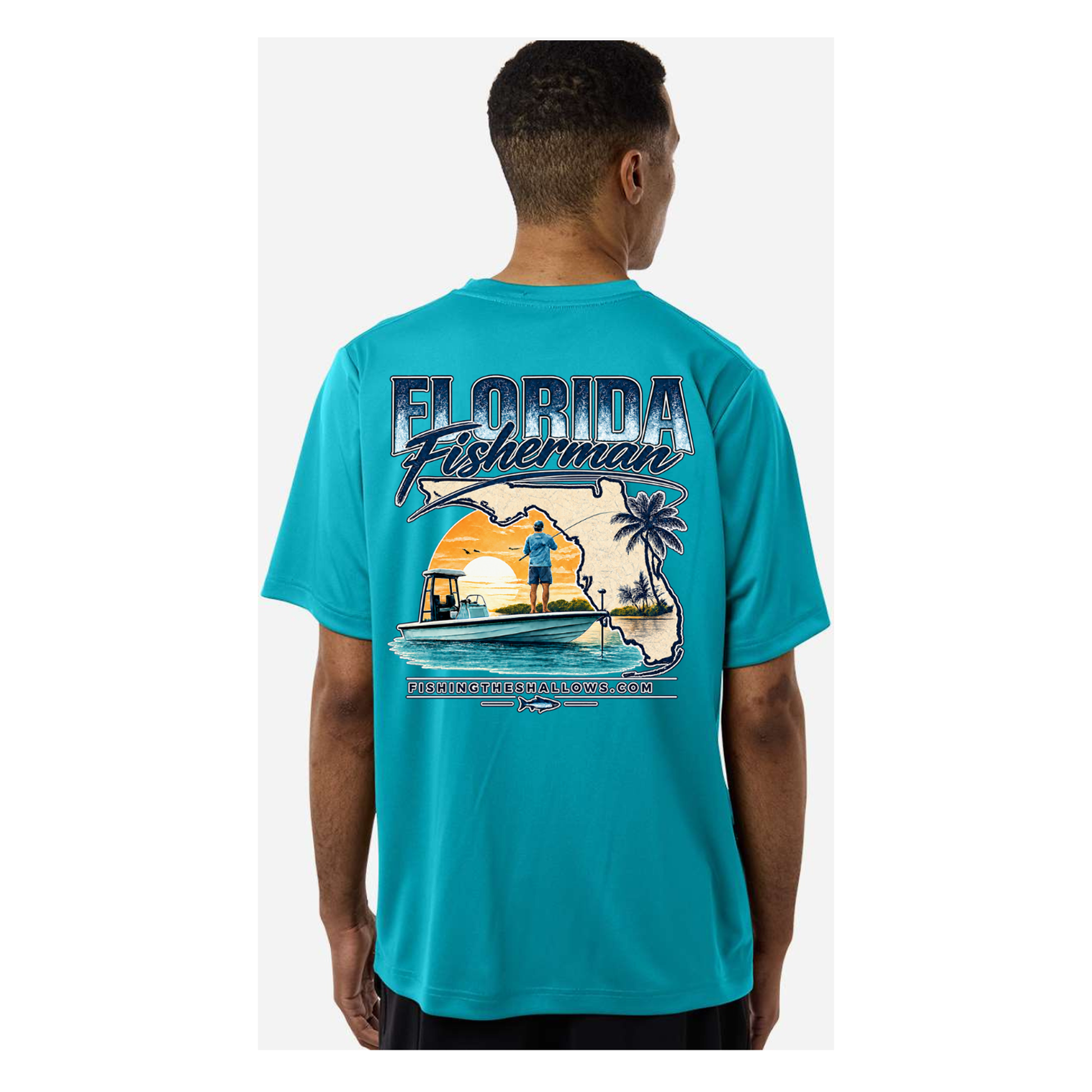 Florida Fisherman – Men's Short Sleeve - Clear Teal - Back