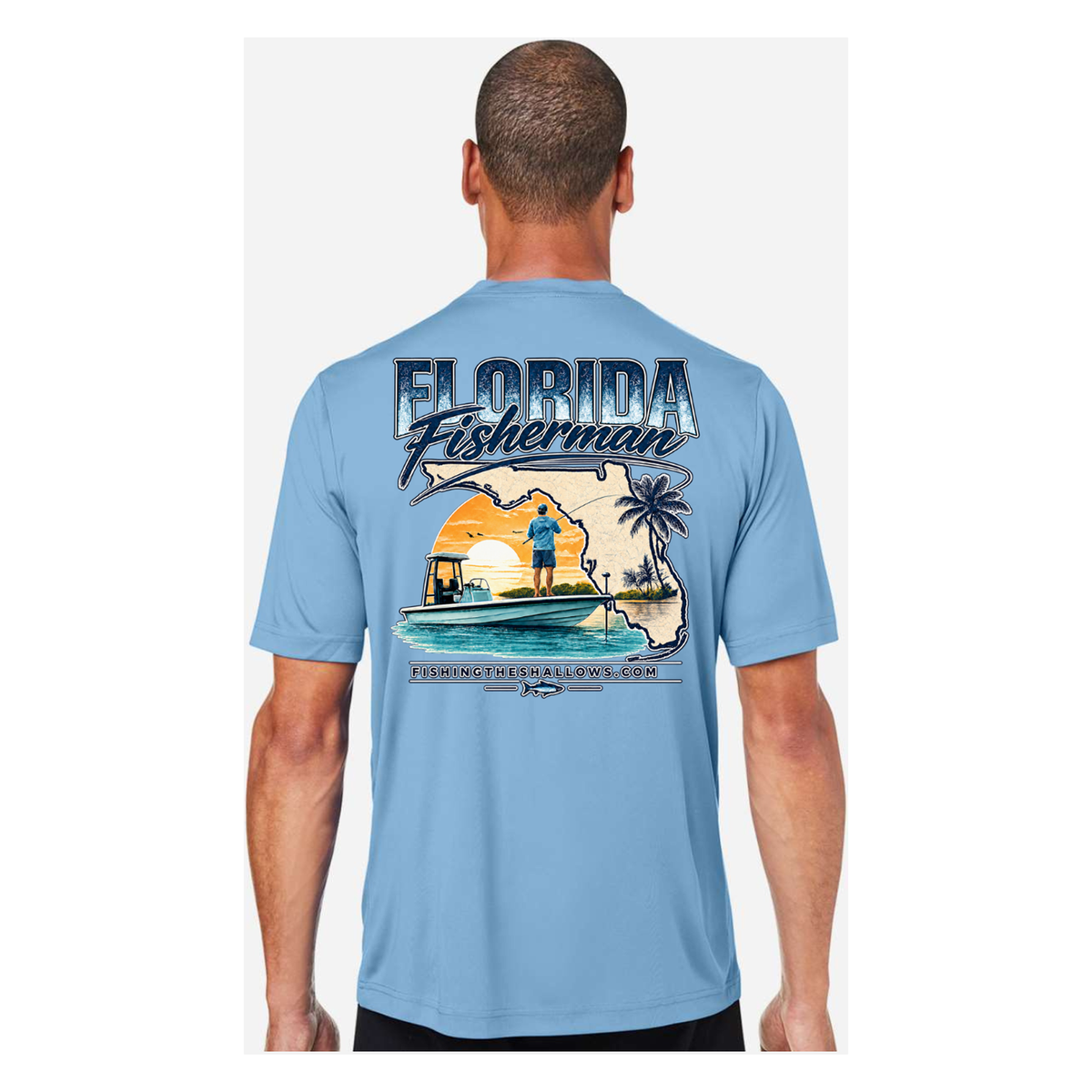 Florida Fisherman – Men's Short Sleeve - Columbia Blue - Back