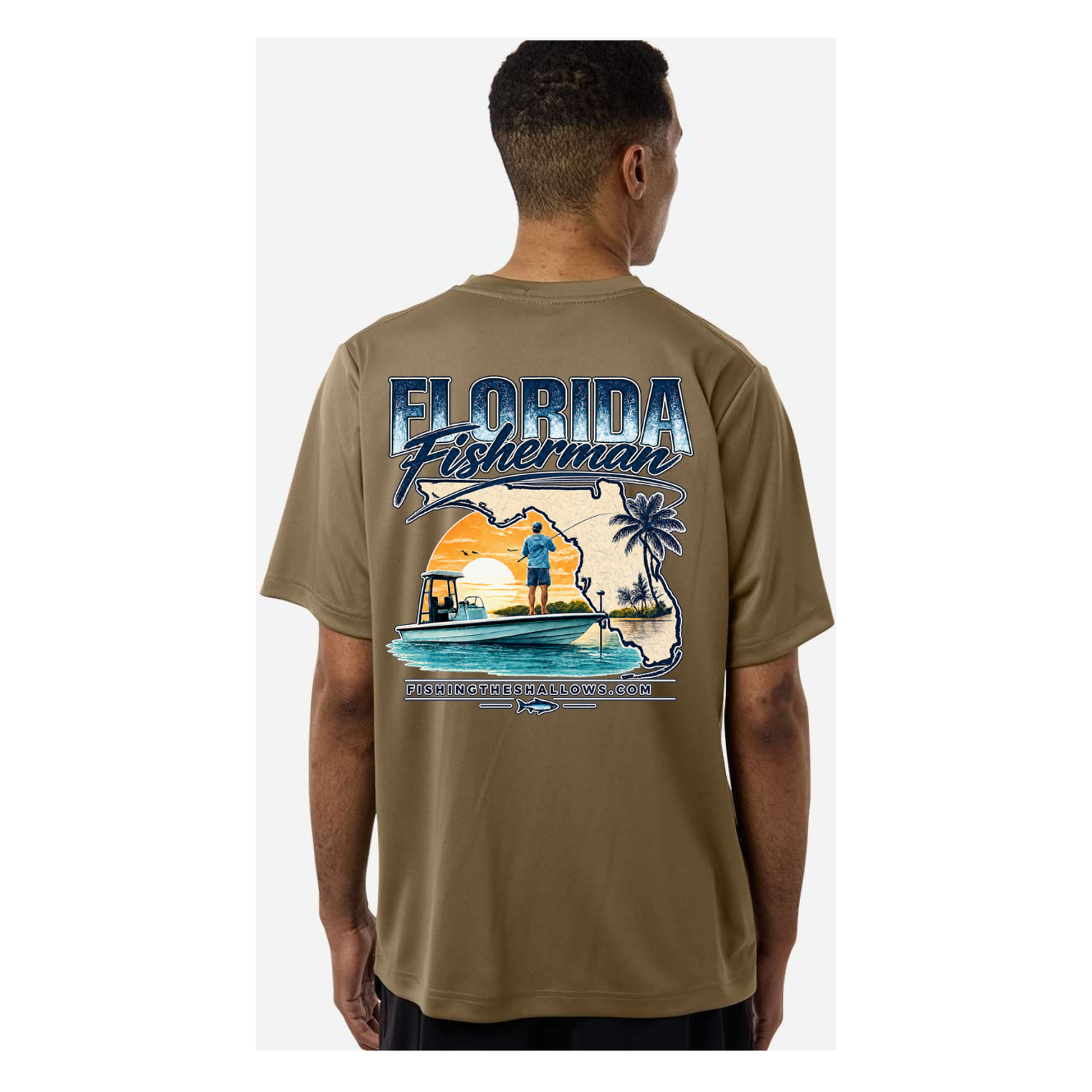 Florida Fisherman – Men's Short Sleeve - Coyote Brown - Back