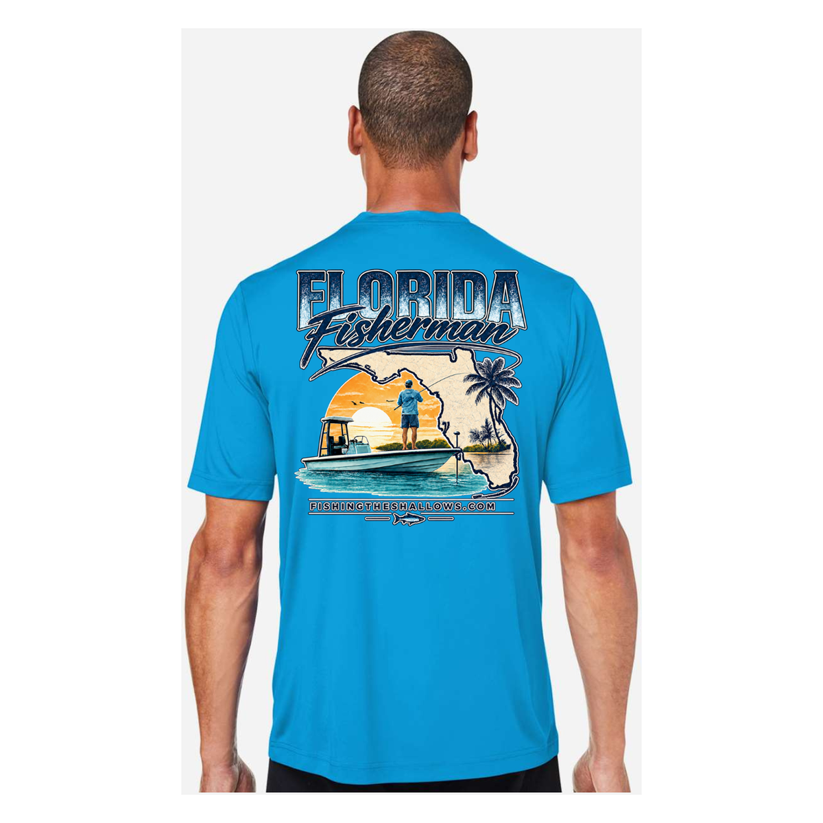 Florida Fisherman – Men's Short Sleeve - Electric Blue - Back
