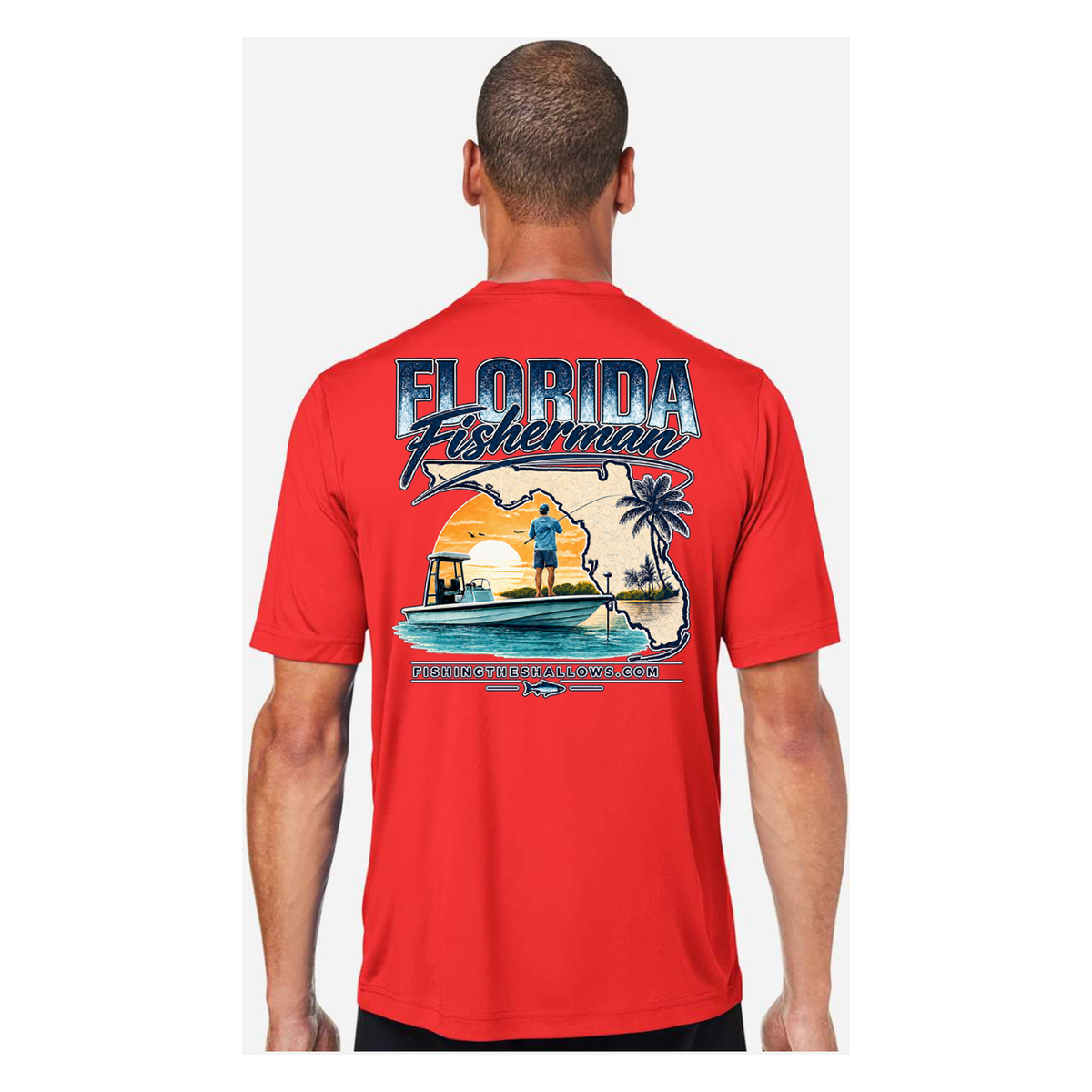 Florida Fisherman – Men's Short Sleeve - Marina Red - Back