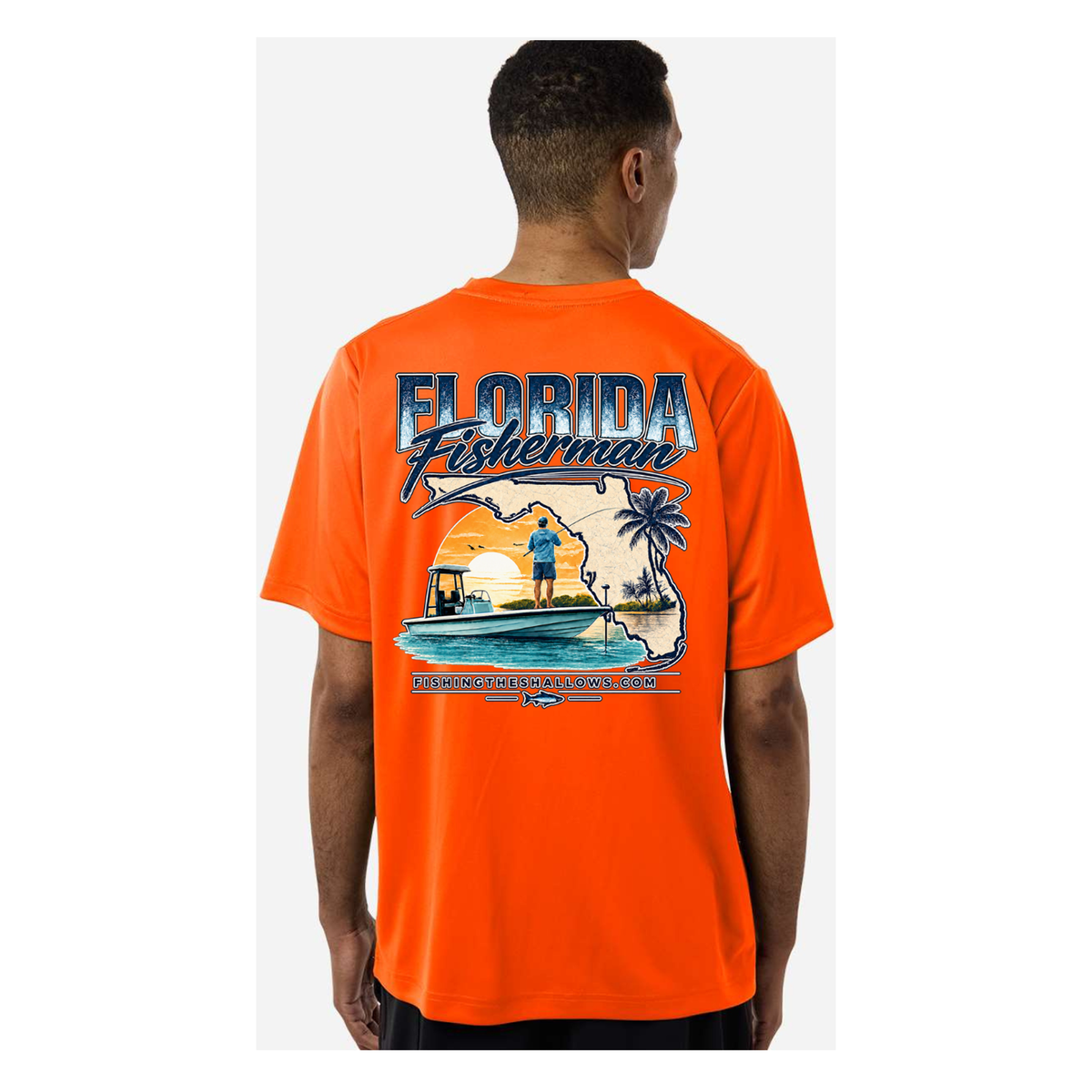 Florida Fisherman – Men's Short Sleeve - Safety Orange - Back