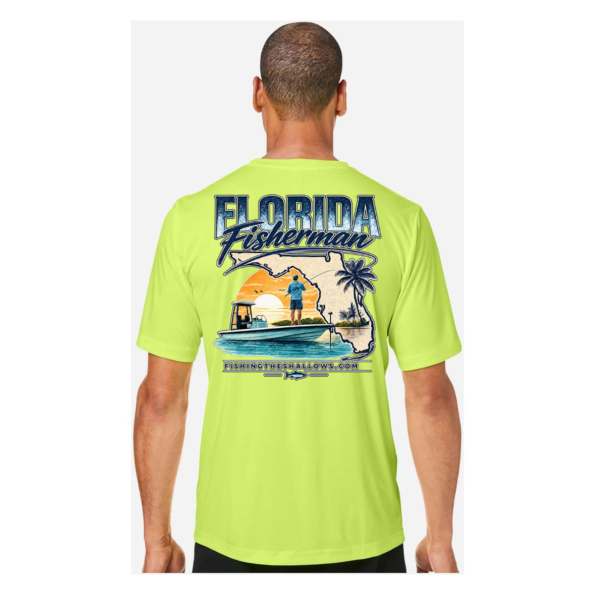 Florida Fisherman – Men's Short Sleeve - Safety Yellow - Back
