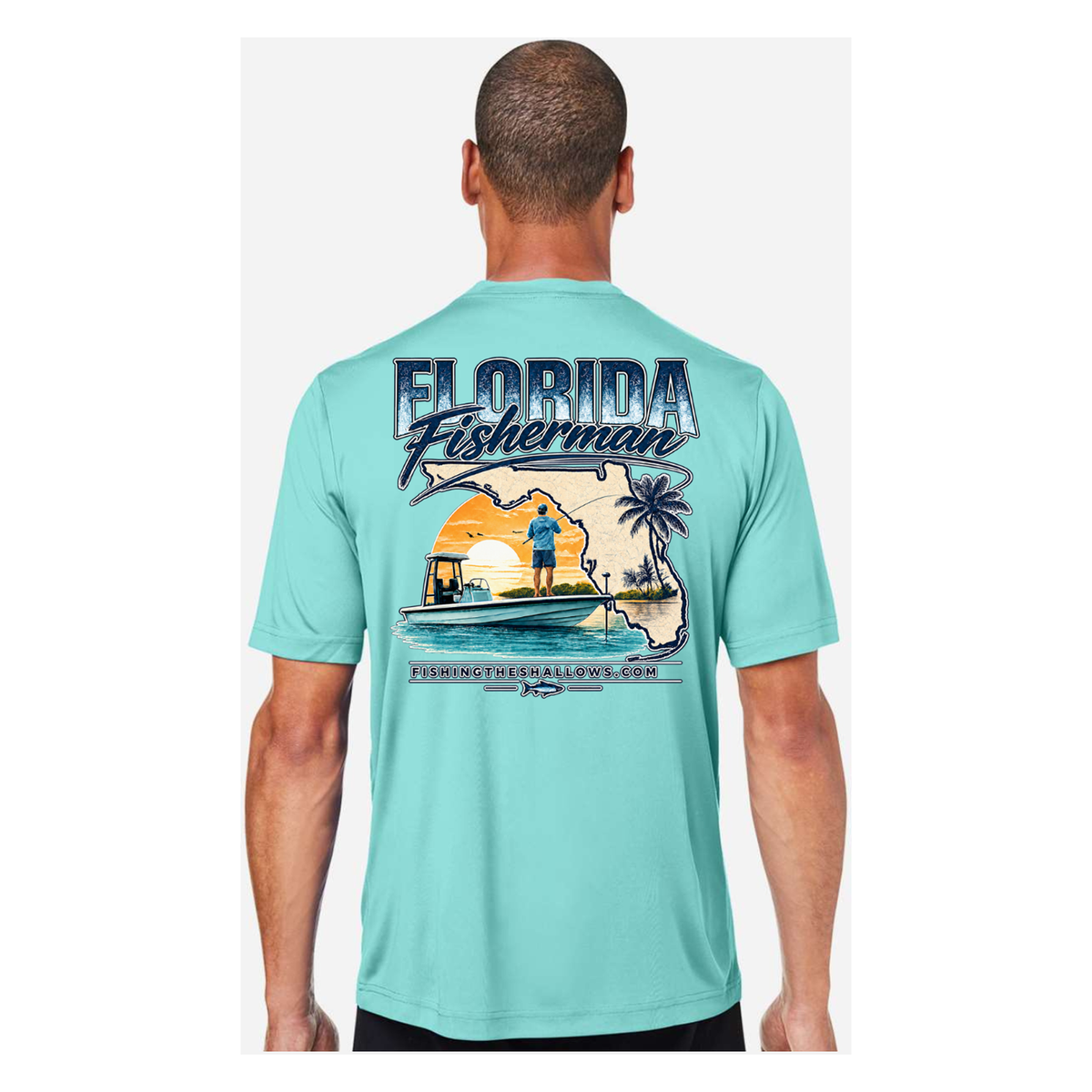 Florida Fisherman – Men's Short Sleeve - Sea Glass - Back