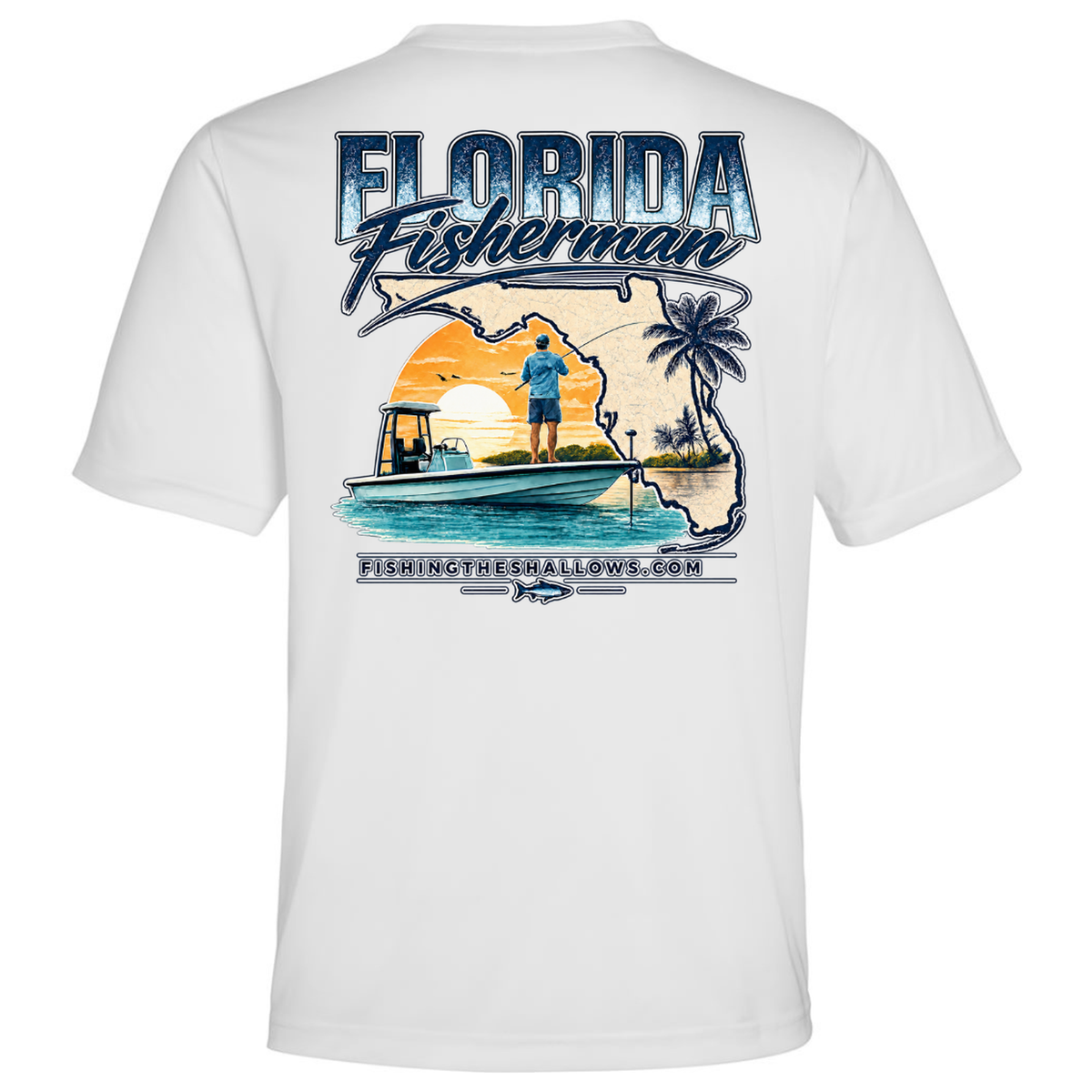 Florida Fisherman – Men's Short Sleeve - White - Back