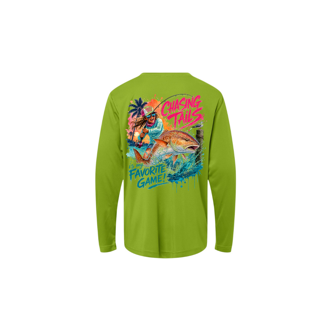 Girl Games – Girls Long Sleeve in Acid Green - back view