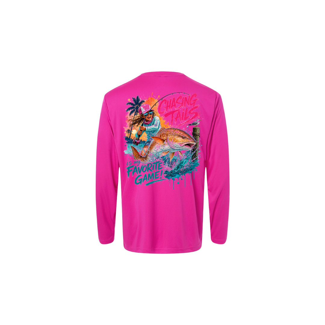 Girl Games – Girls Long Sleeve in Bright Magenta - back view