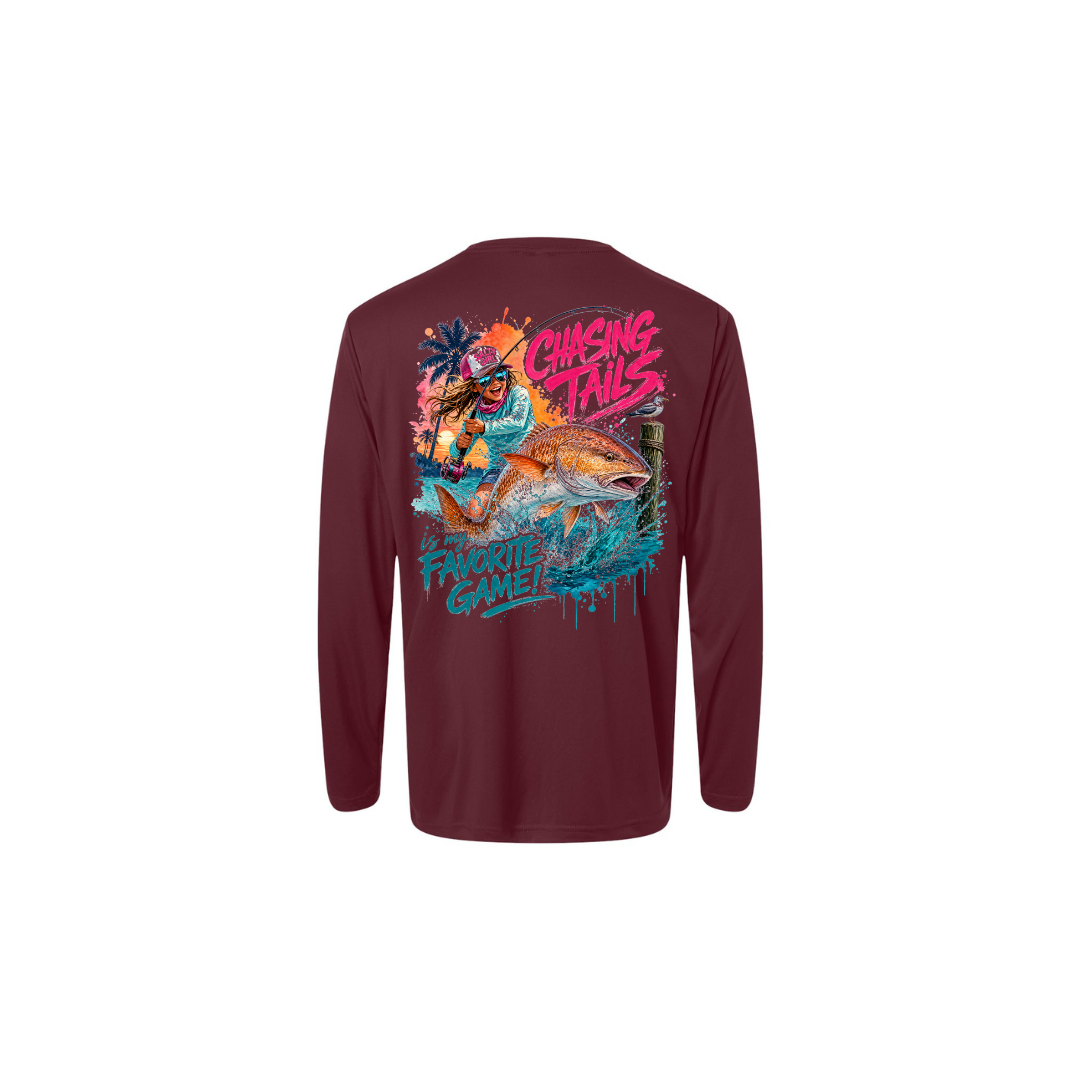 Girl Games – Girls Long Sleeve in Burgundy - back view